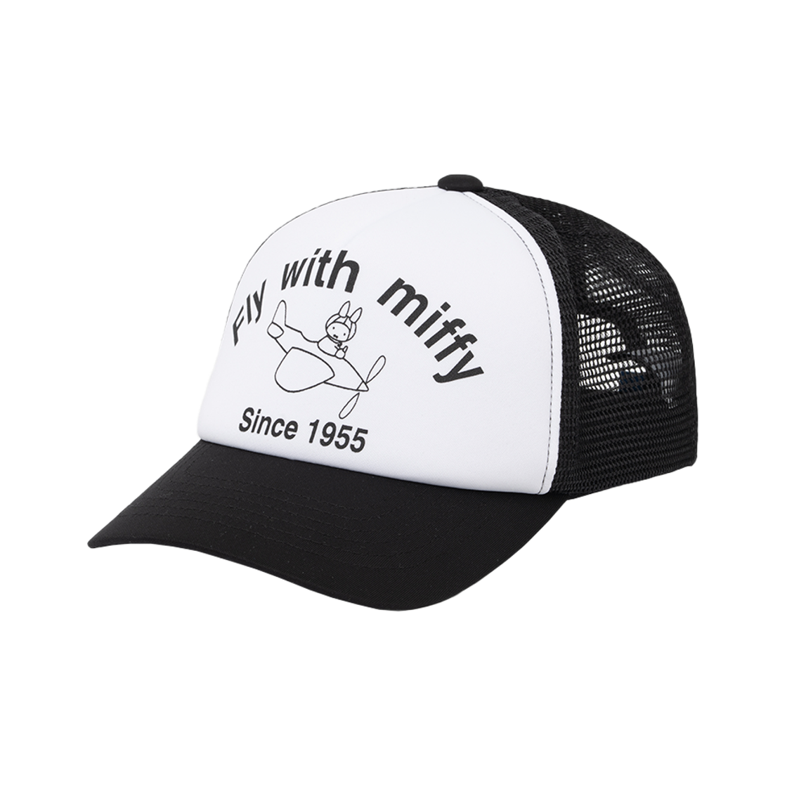 밀로 우먼 x 미피 에어본 미피 트러커 캡 블랙(MILLO WOMEN x miffy Airborne Miffy Trucker Cap Black)