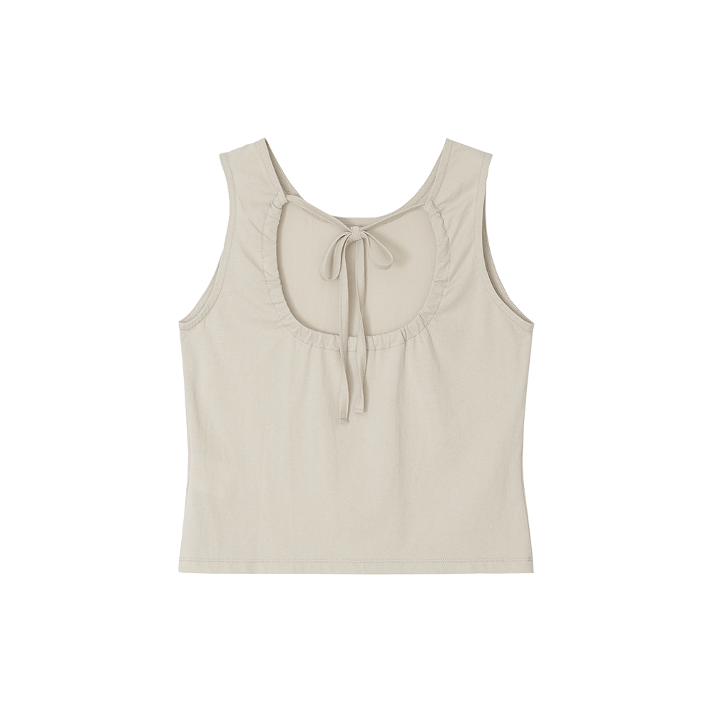 지비에이치 어패럴 백 오픈 바우 포인트 탑 / 베이지(GBH APPAREL Back Open Bow Point Top / Beige) - 2