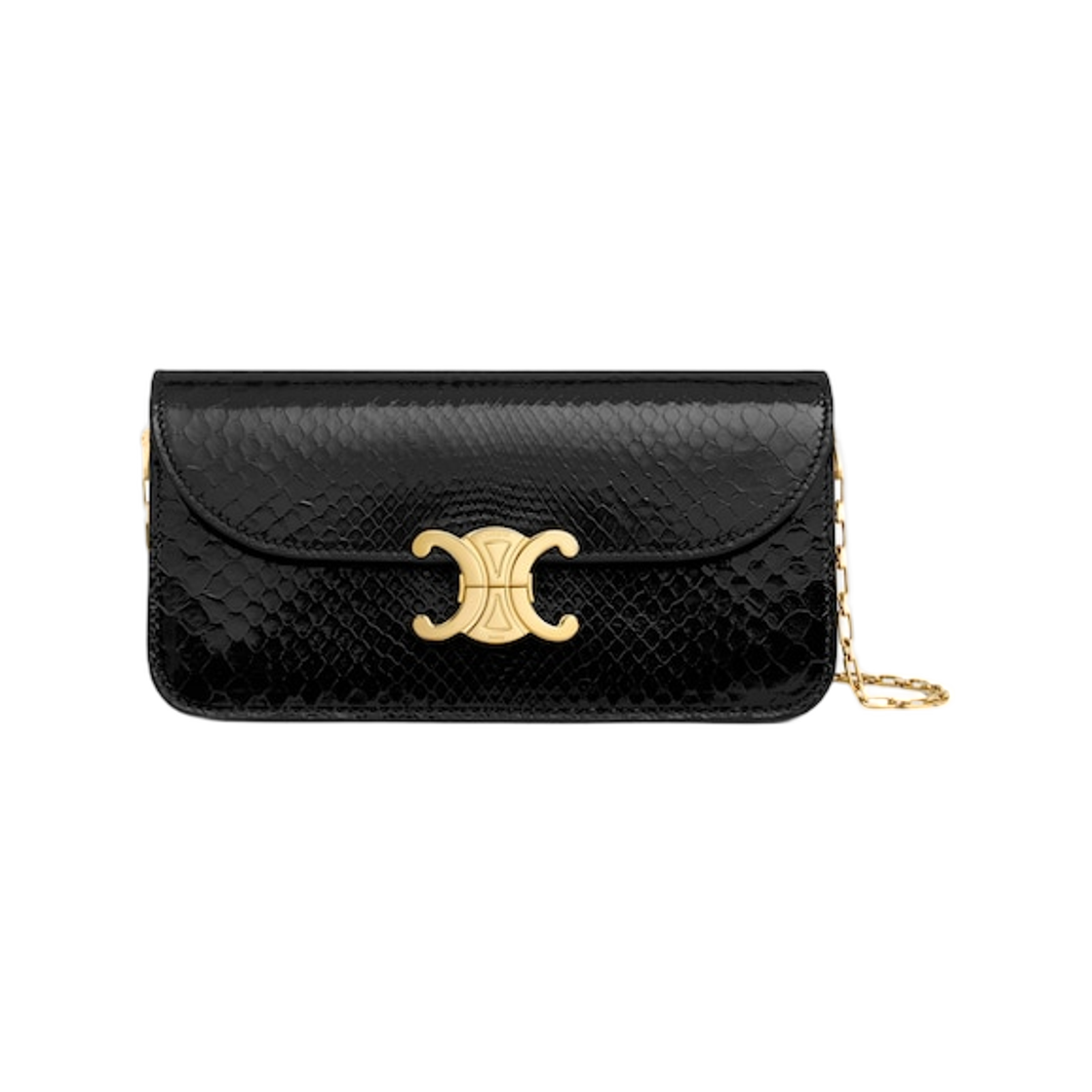 L106X4L81-38NO Celine Small Chain Triomphe in Python Black
