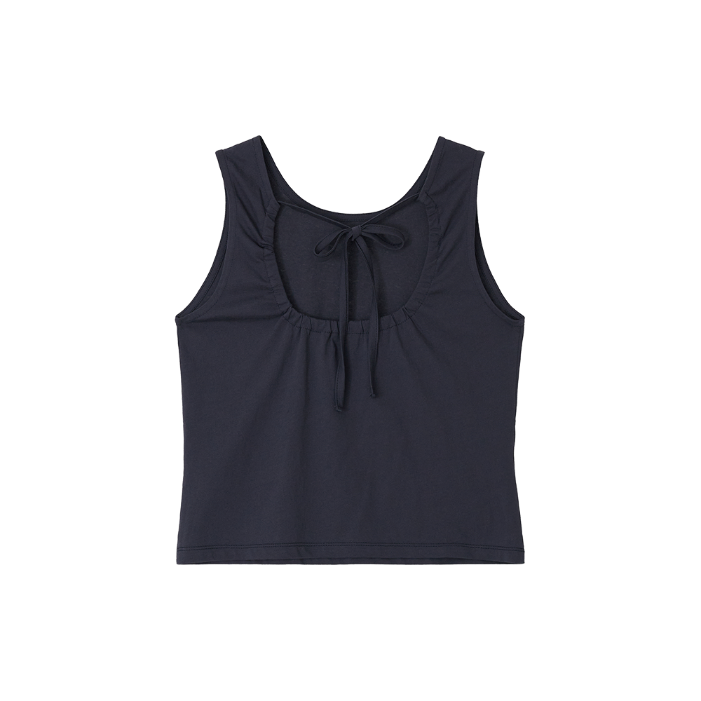 지비에이치 어패럴 백 오픈 바우 포인트 탑 / 챠콜(GBH APPAREL Back Open Bow Point Top / Charcoal) - 2