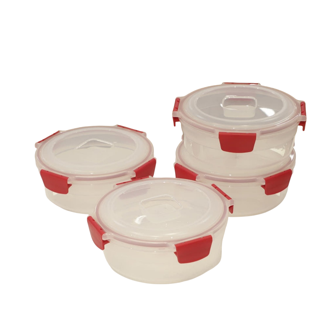조셉조셉 네스트락 원형 밀폐용기 1L 4종 세트 (레드)(Joseph Joseph Nest Lock Round Food Container 1L 4‑Piece Set (Red))