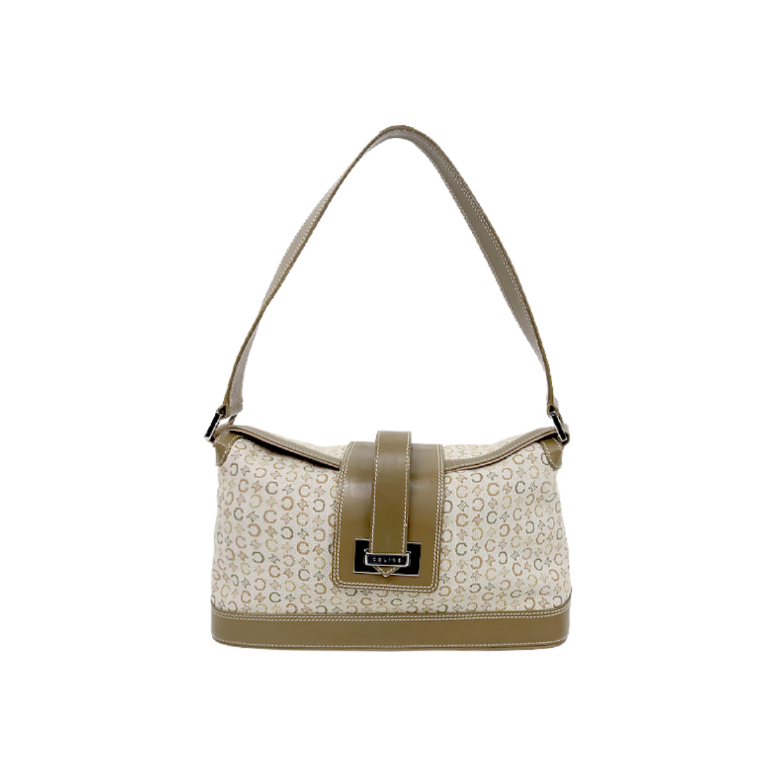 IT5KLJT7UJQP Celine Green Fabric C Logo Shoulder Bag C-A59605
