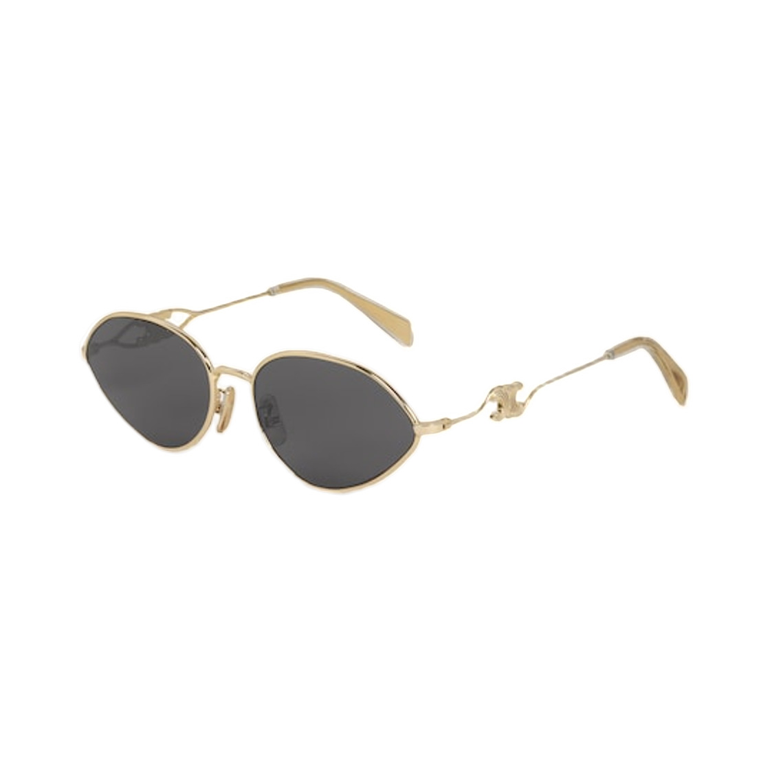 (W) 셀린느 와이어 01 선글라스 메탈 라이트 골드 스모크((W) Celine Wire 01 Sunglasses in Metal Light Gold Smoke) - 2