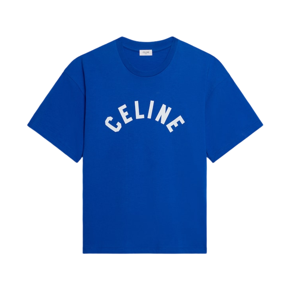 RX0HU1242-07RT Celine T-Shirt in Cotton Jersey Royal Blue Off White