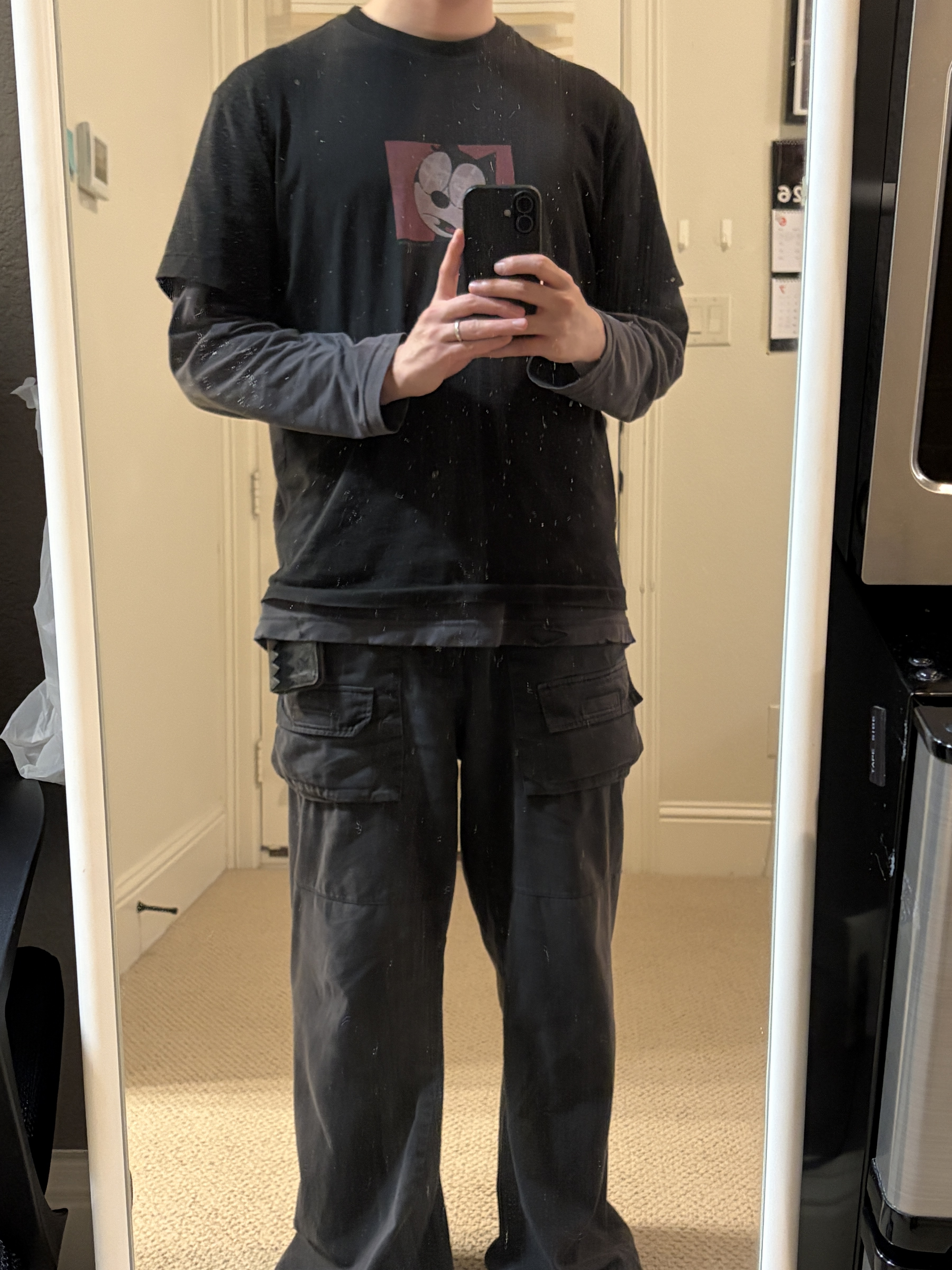 Polyteru Front Cargo Pants 1.2v Black, [프리오더] Polyteru Zigzag Card Wallet Black 착용 스타일