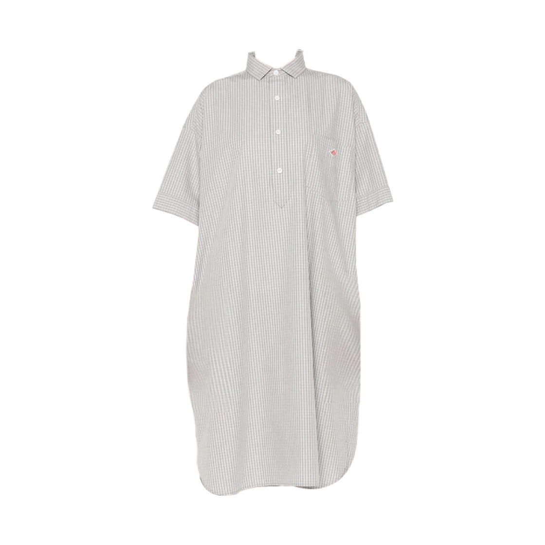 (W) 단톤 코튼 포플린 풀오버 셔츠 드레스 플레이드 그레이 화이트 체크((W) Danton Cotton Poplin Pullover Shirt Dress Plaid Grey White Check) - 1