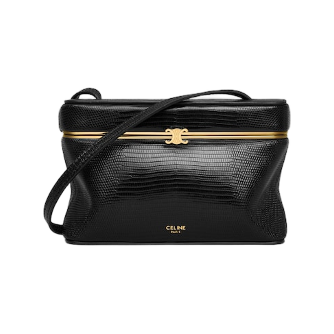L105X4J98-38NO Celine Thin Triomphe Frame in Lizard Black