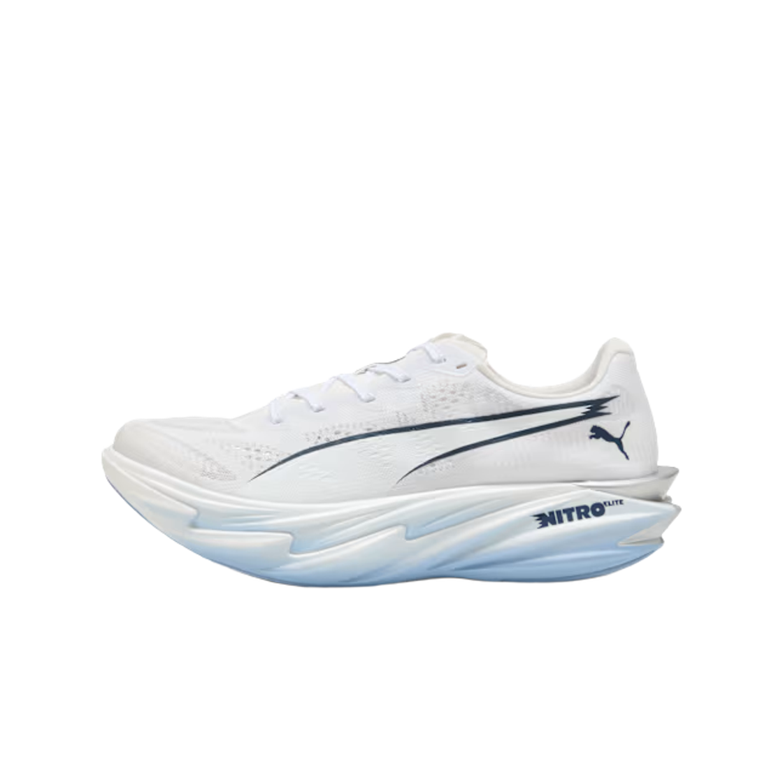 (W) 푸마 디비에이트 나이트로 엘리트 4 푸마 화이트 샴브레이 블루 퍼시안 블루((W) Puma Deviate Nitro Elite 4 Puma White Chambray Blue Persian Blue) - 2