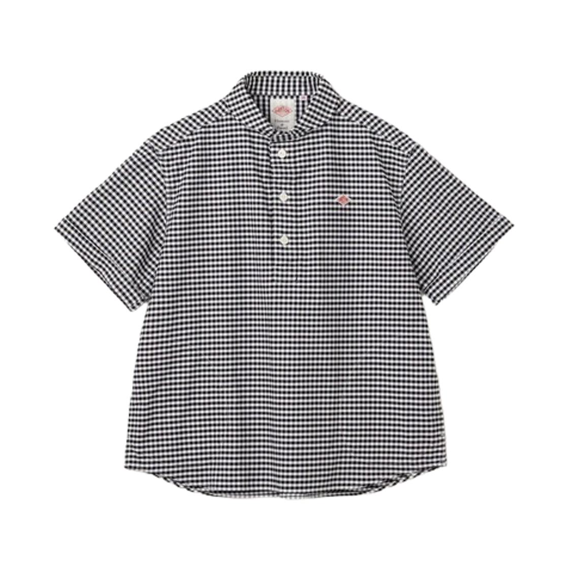 DT-B0283-OXP (W) Danton Oxford Round Collar Short Sleeve Pullover Shirt Pattern Black White Gingham