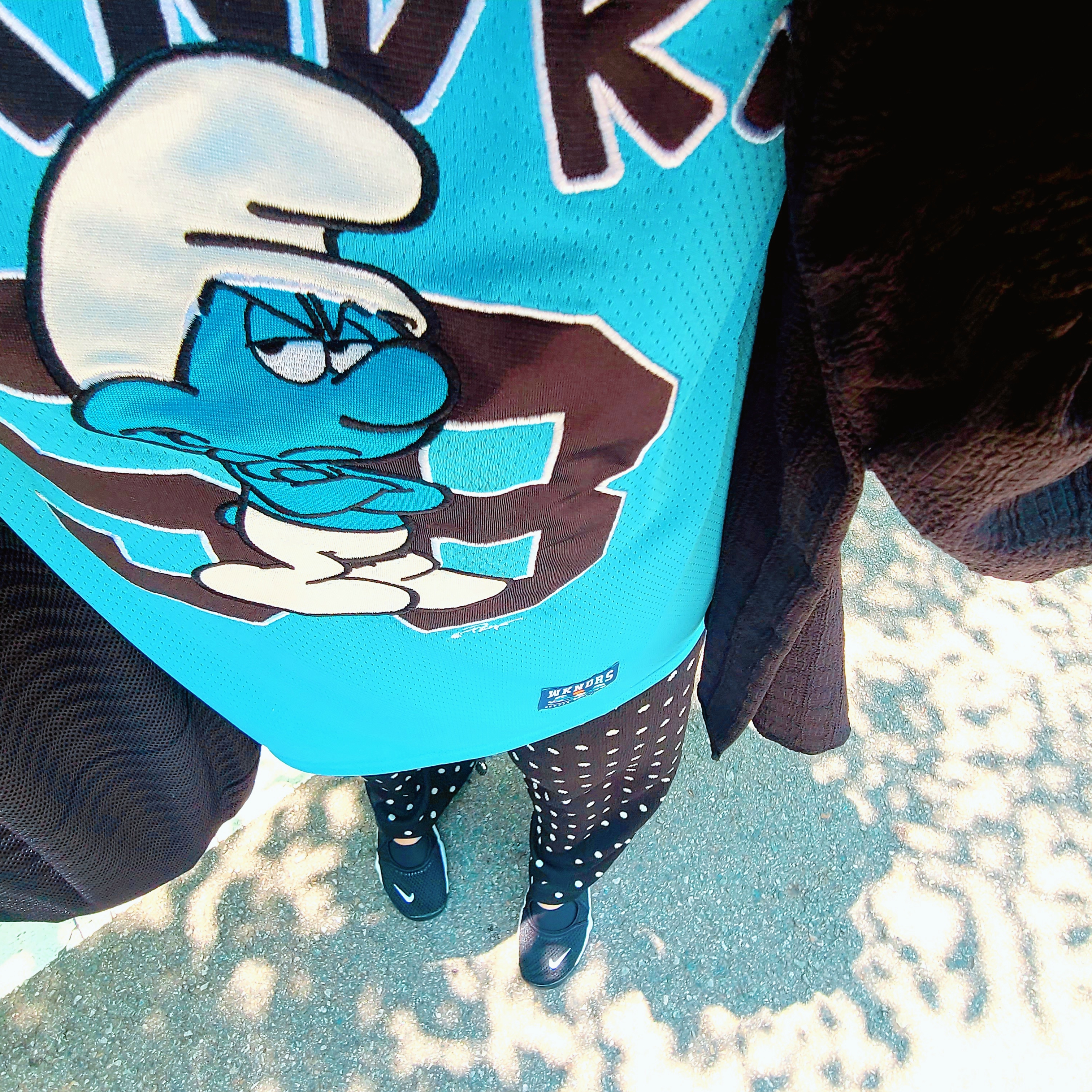 WKNDRS x The Smurfs 58 Basketball Jersey S.Blue, (GS/PS) Nike Air Rift Black White 착용 스타일