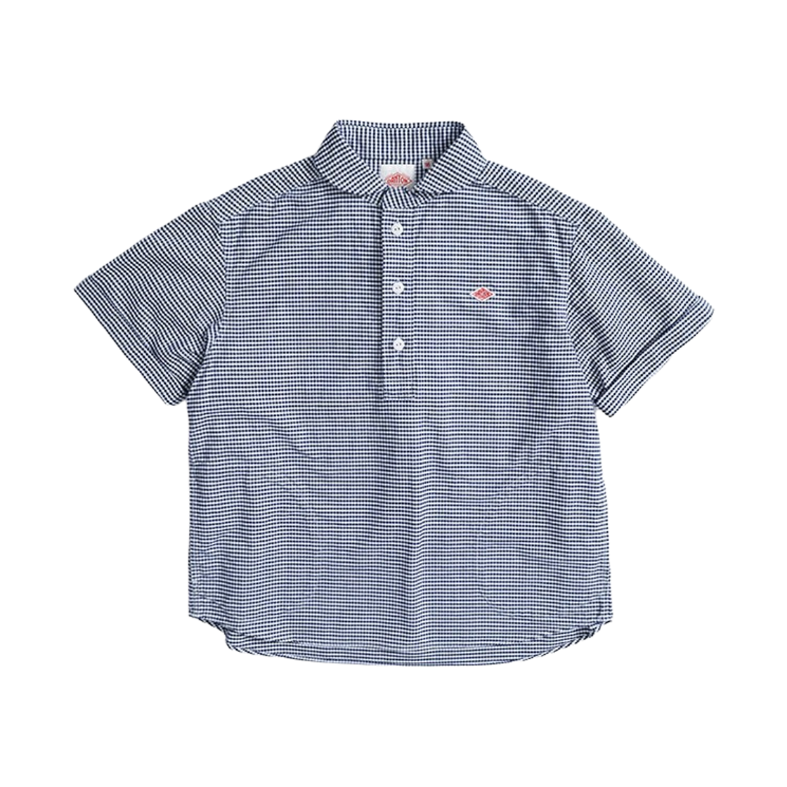 DT-B0283-OXP (W) Danton Oxford Round Collar Short Sleeve Pullover Shirt Pattern Navy White Gingham