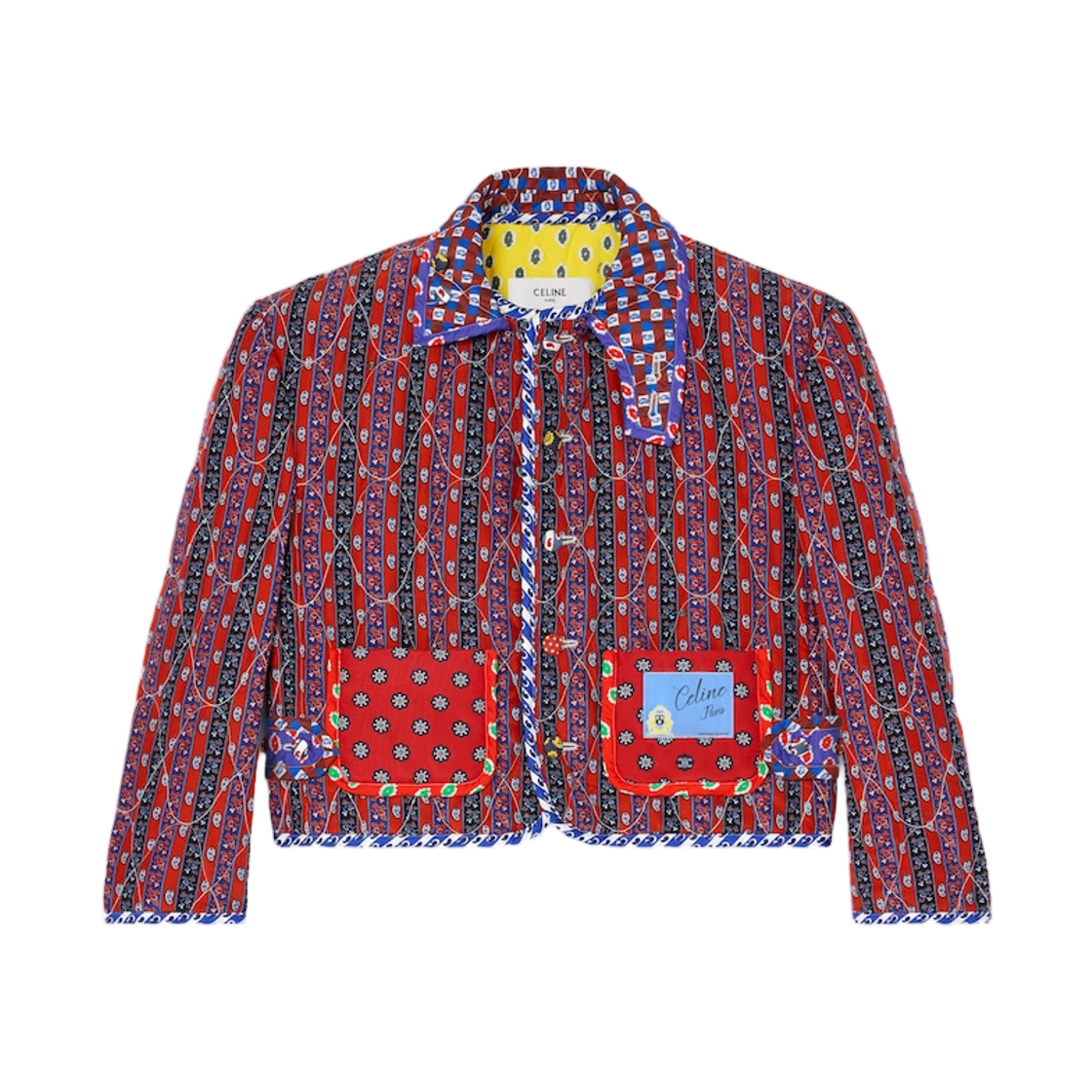 (W) 셀린느 패치워크 자켓 실크 앤 코튼 멀티컬러((W) Celine Patchwork Jacket in Silk and Cotton Multicolor) - 1