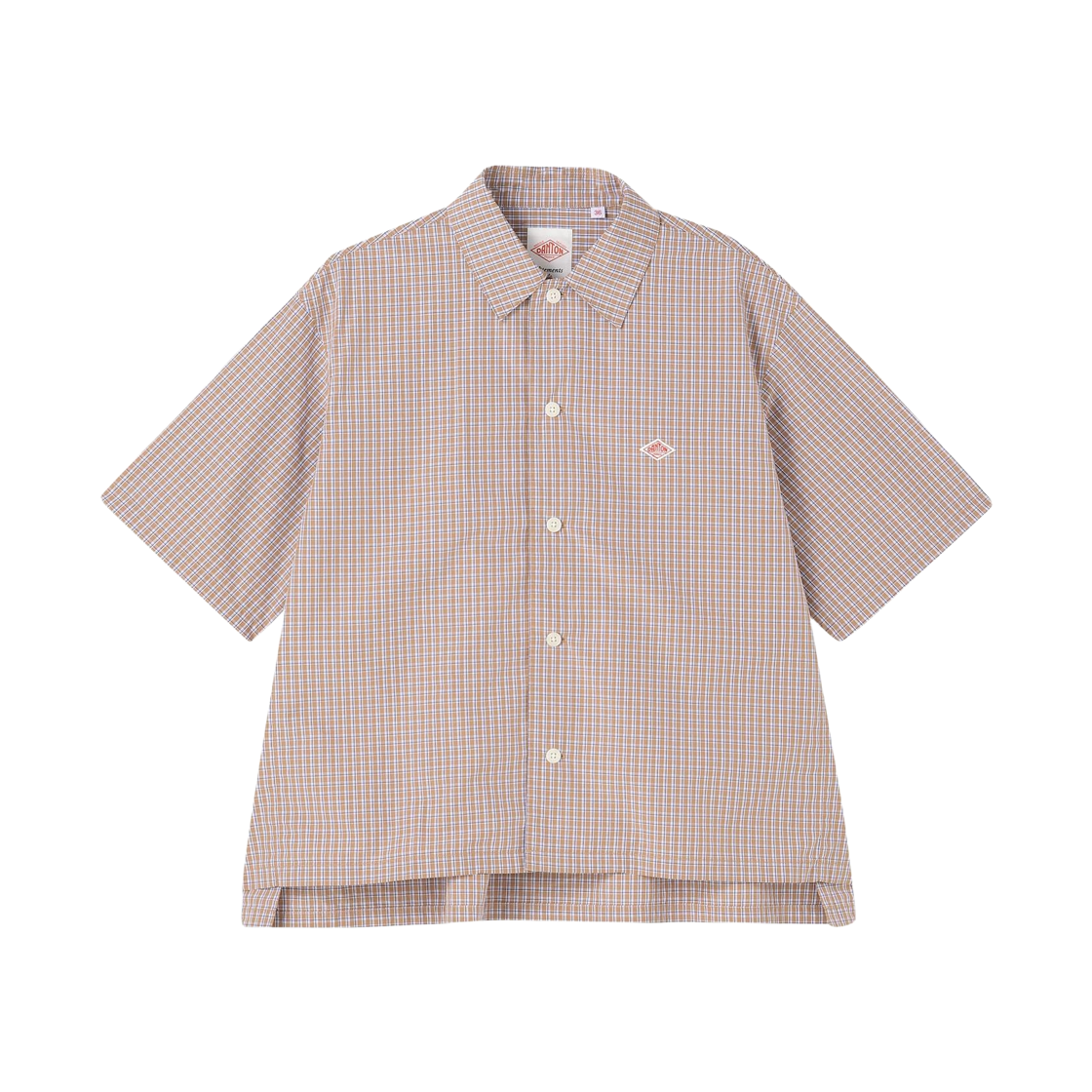 DT-B0223-CPP (W) Danton Cotton Poplin Half Sleeve Shirt Plaid Brown Blue Check