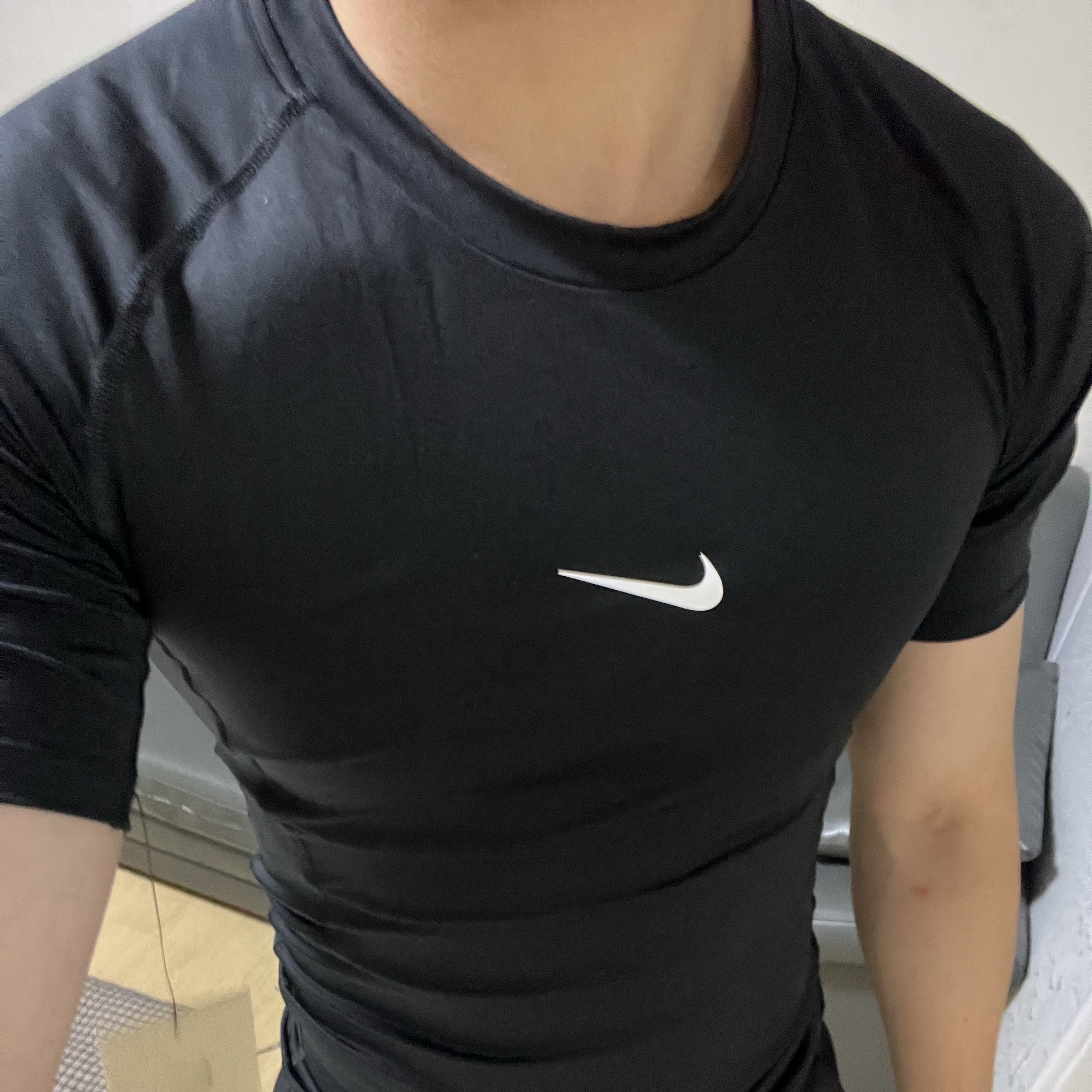 Nike Pro Dri-Fit Short Sleeve Fitness Top Black - Asia 착용 스타일