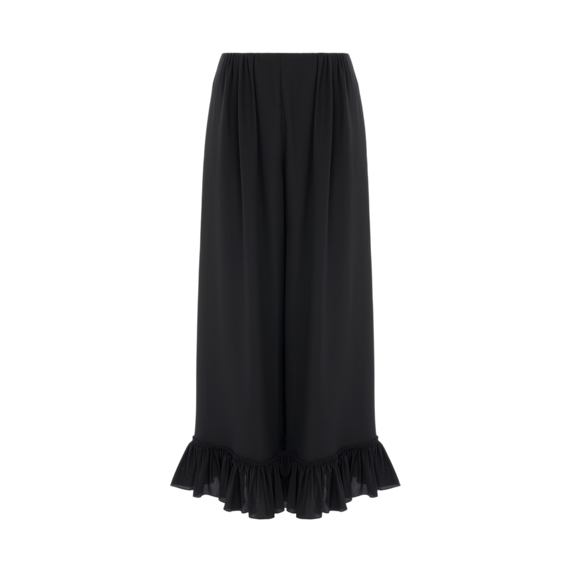 (W) 끌로에 크롭 플루이드 팬츠 크레페 드 신 블랙((W) Chloe Cropped Fluid Pants in Crepe De Chine Black) - 1
