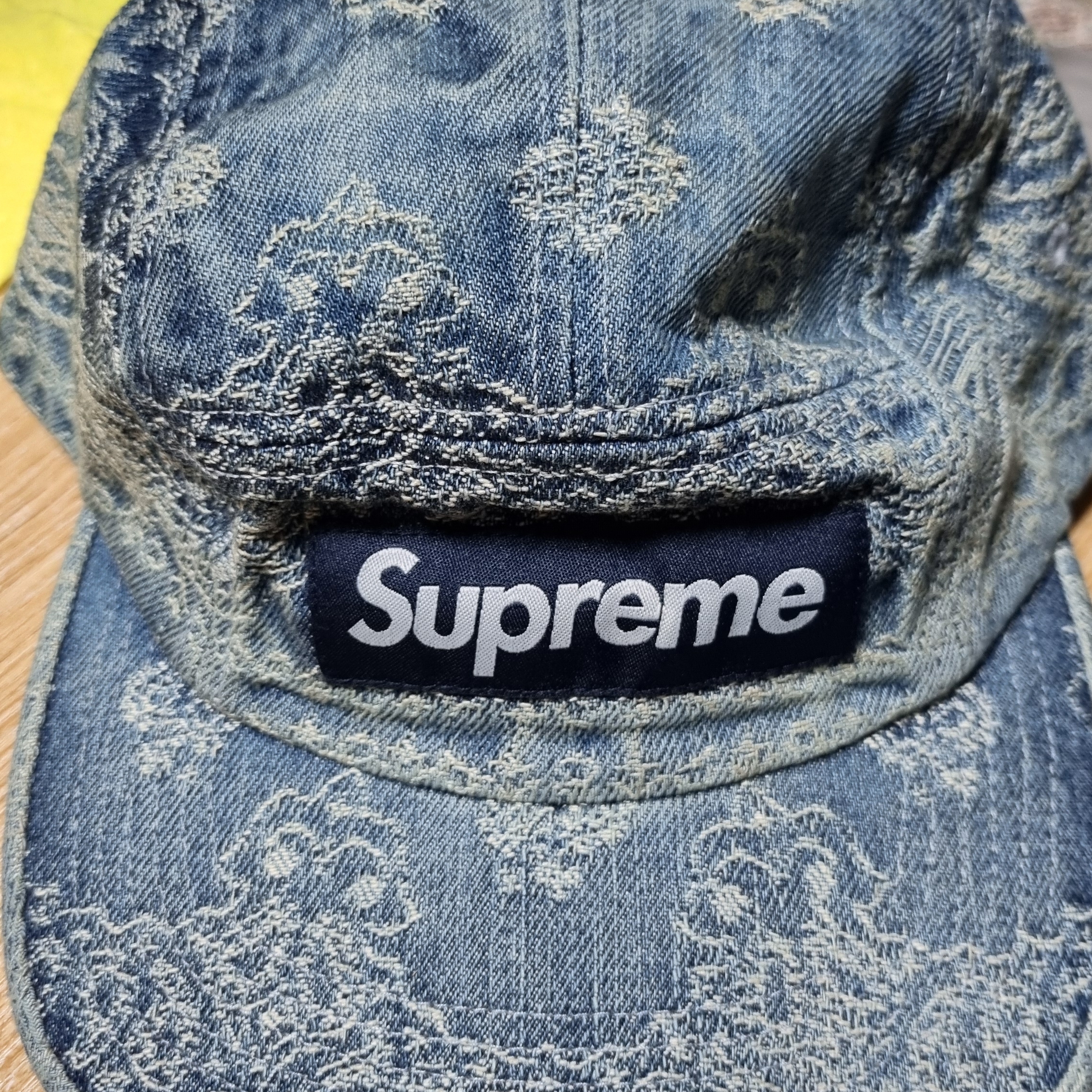 Supreme Bandana Jacquard Denim Camp Cap Blue - 25SS 착용 스타일 - 1