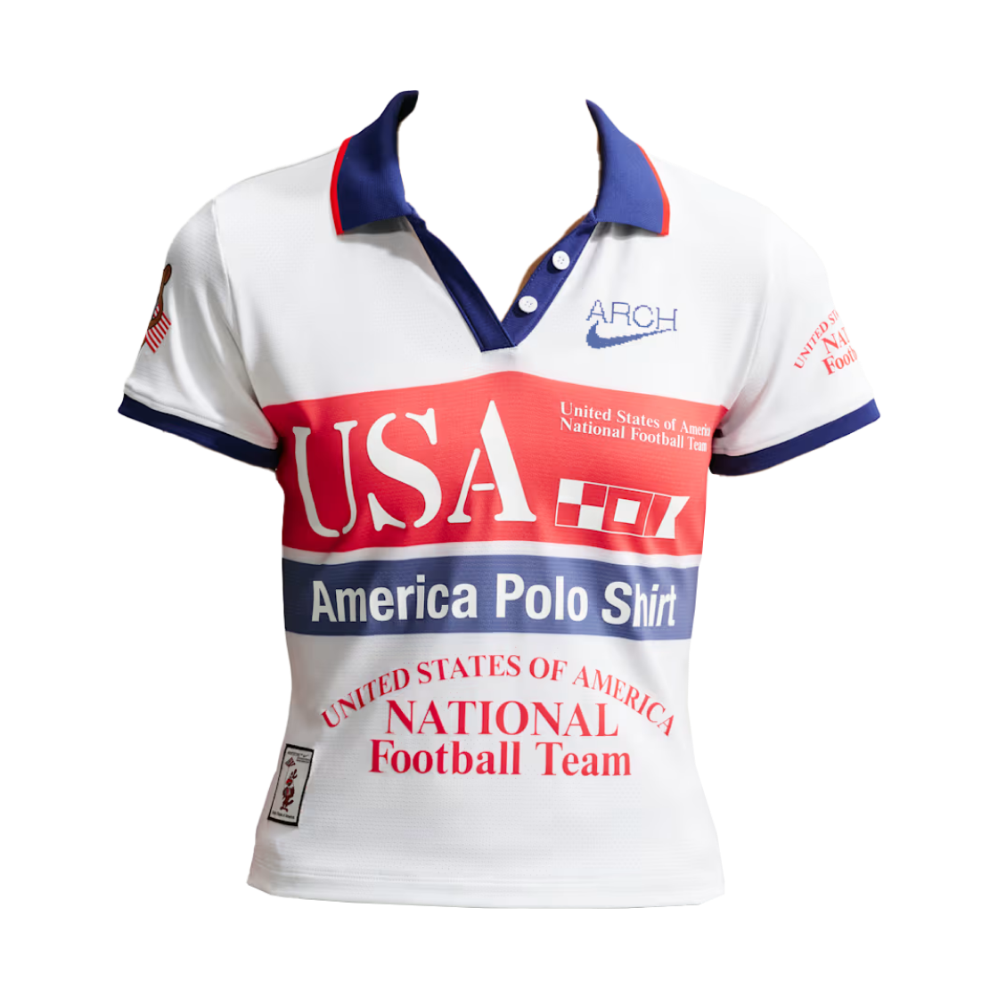 나이키 x 버질 아블로 아카이브 USA 폴로 셔츠 화이트 챌린지 레드 (IM3986-100)(Nike x Virgil Abloh Archive USA Polo Shirt White Challenge Red (IM3986-100)) - 1