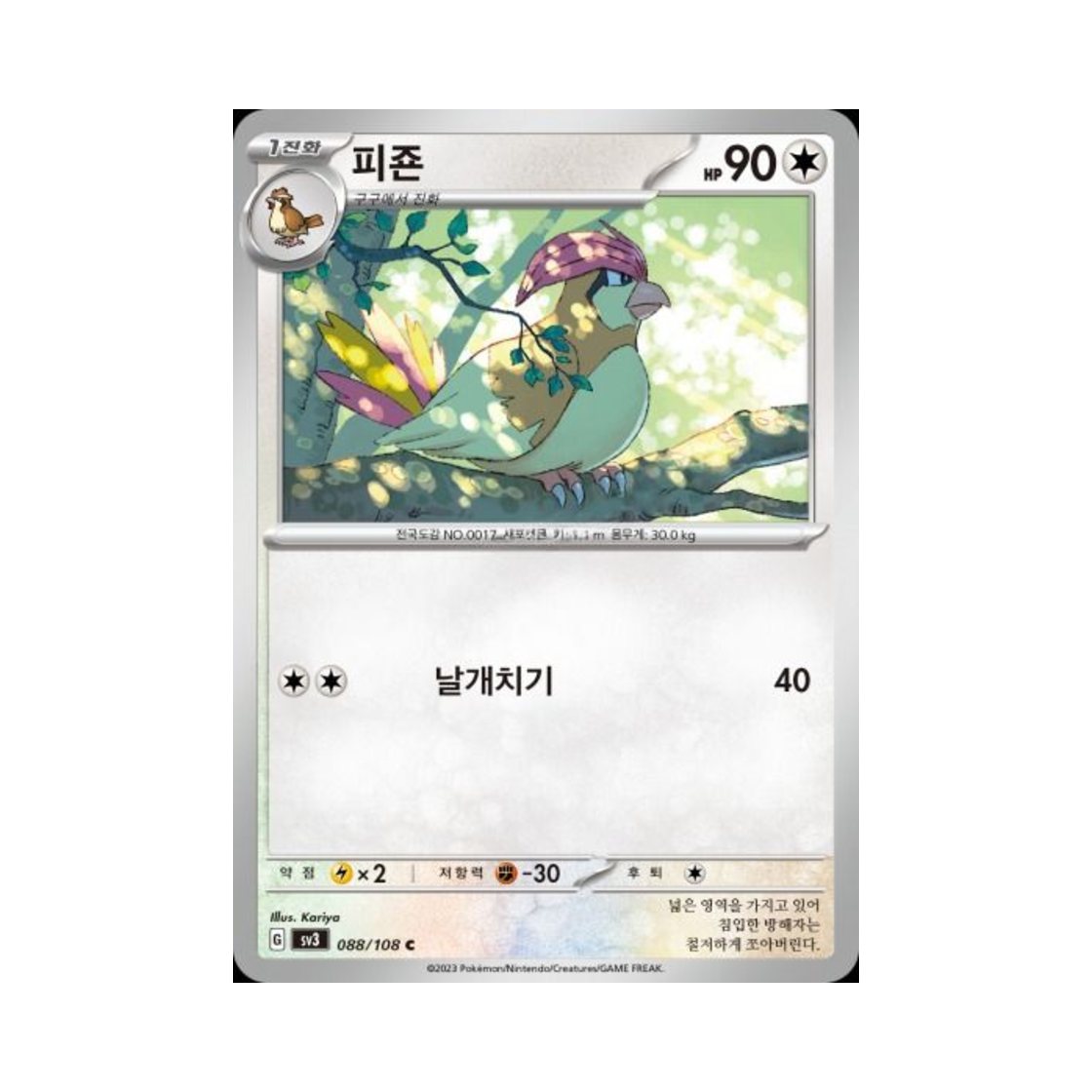 포켓몬 TCG 피죤 C 흑염의 지배자 (한글판)(Pokemon TCG Pidgeotto C Ruler Of The Black Flame (Korean Ver.)) - 1