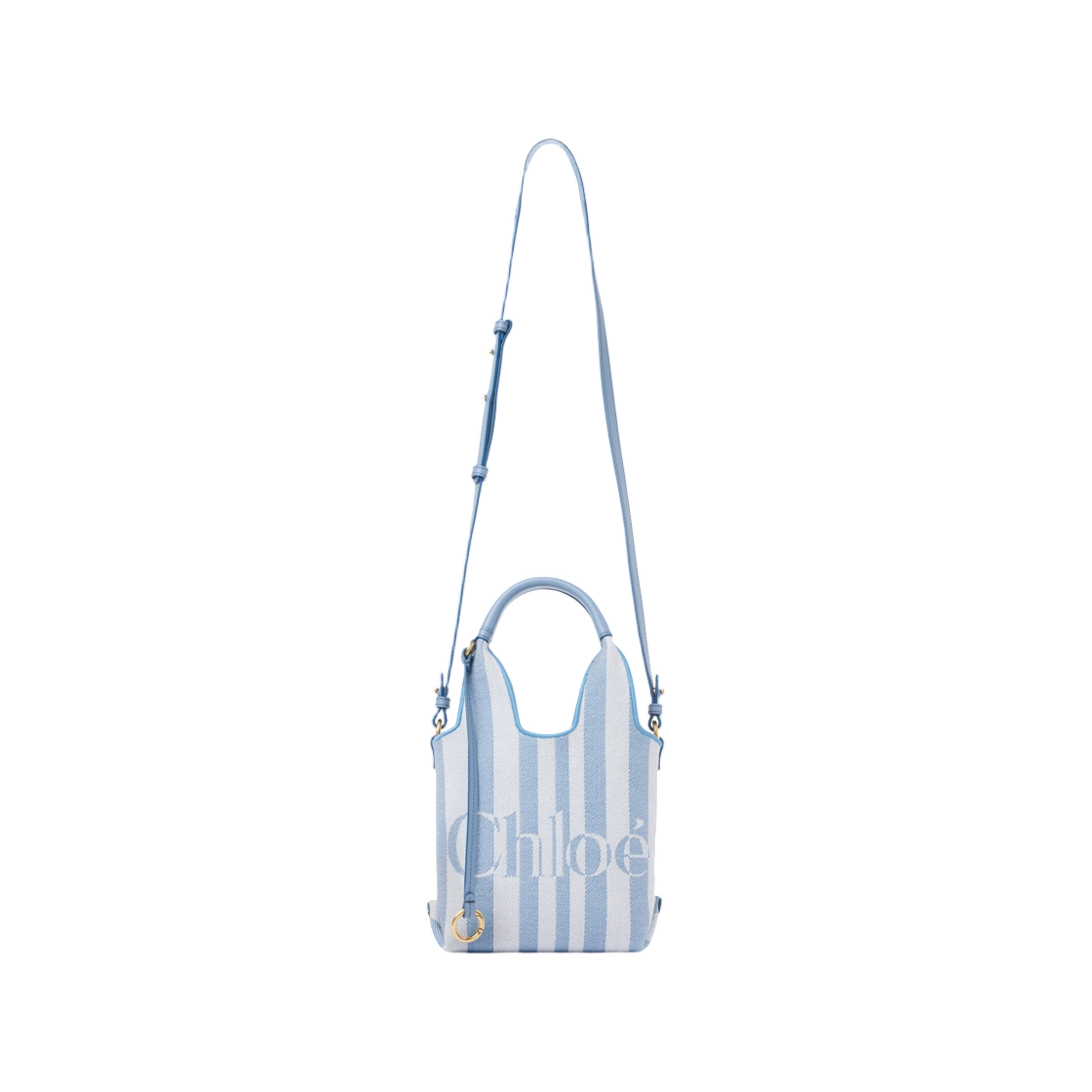 CH26AP777R65440 Chloe Mini Chloe Stripy Tote Bag in Jacquard Surfing Blue