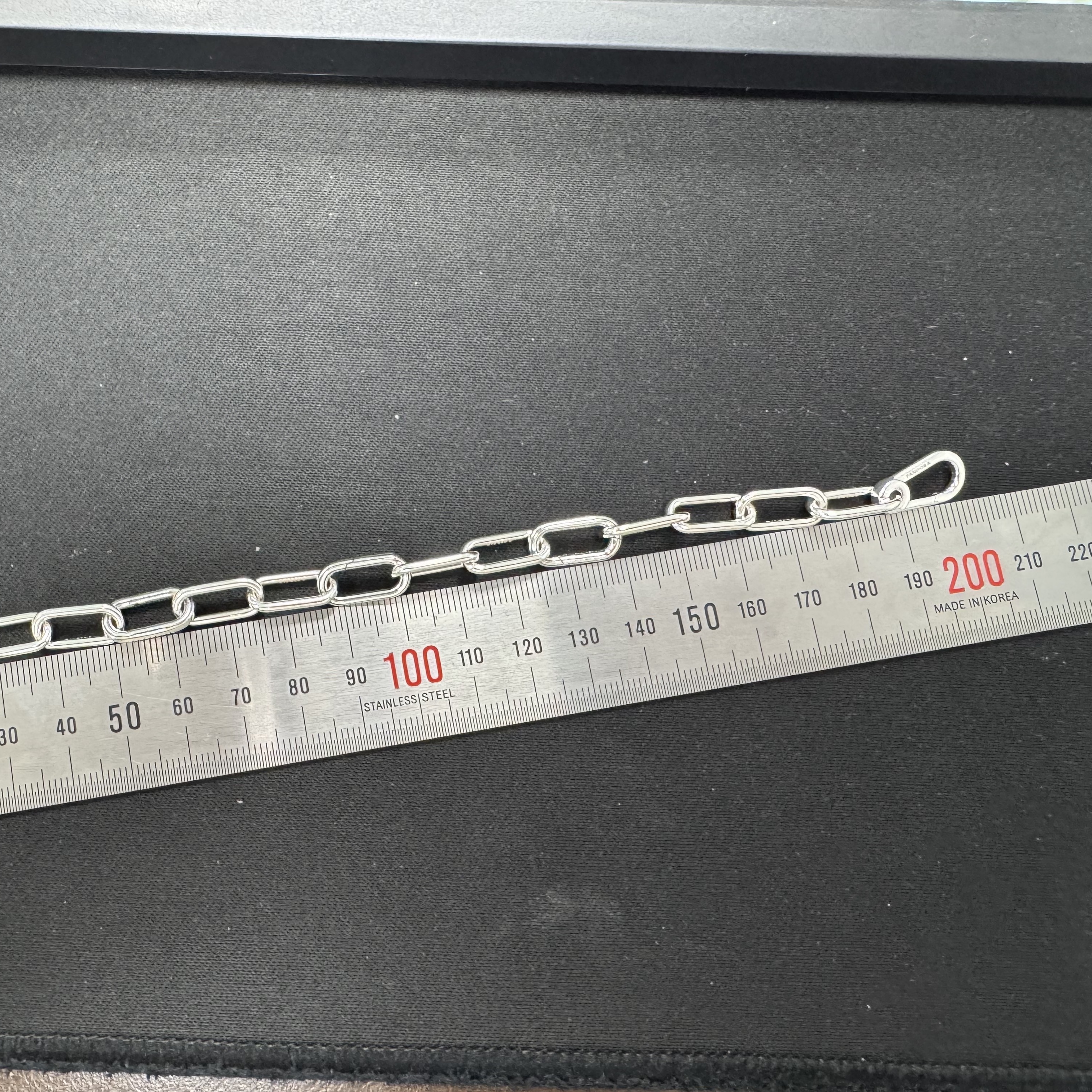 (W) Pandora ME Link Chain Bracelet Sterling Silver Clear 착용 스타일 - 1