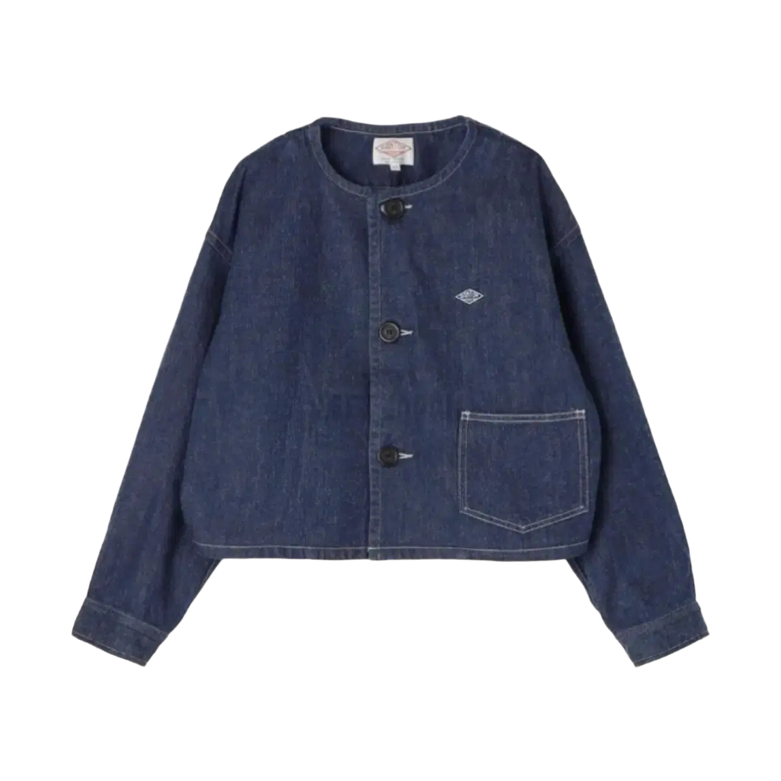- (W) Danton Denim Collarless Jacket Indigo