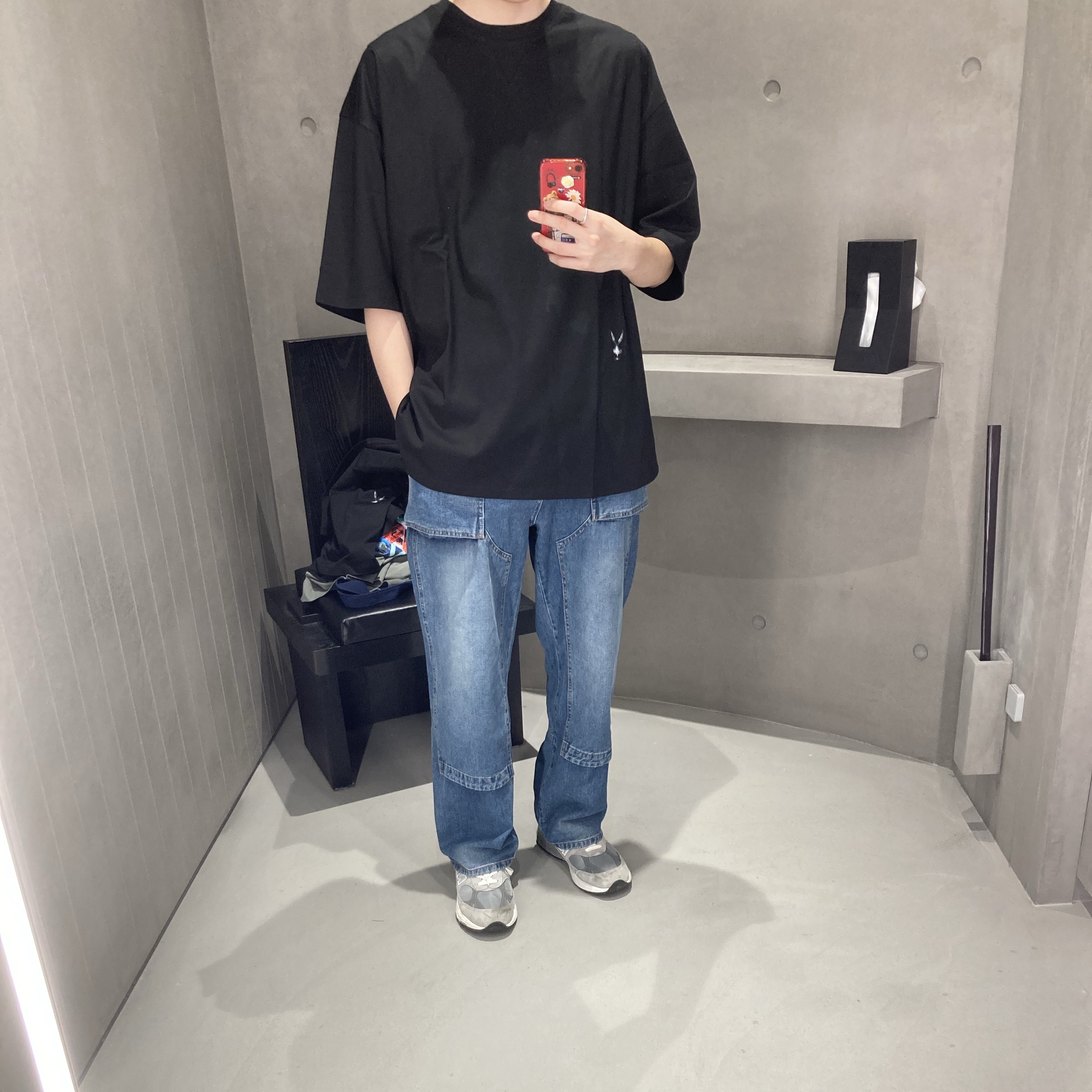Juun.J Carpenter Denim Blue - 23SS, (W) New Balance 993 Made in USA Grey - B Standard 착용 스타일