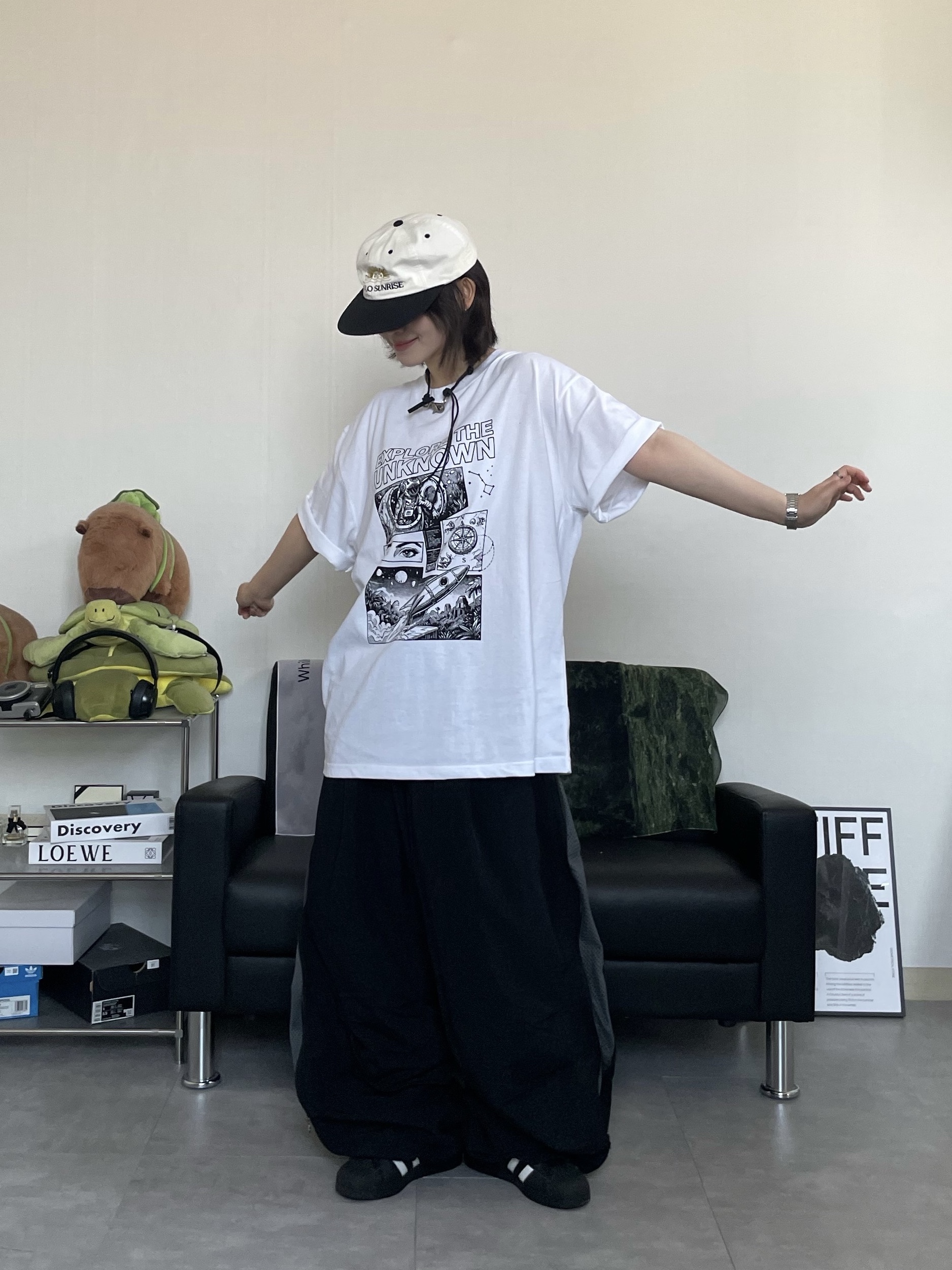 Our Legacy Ladon Leather Keychain Black, Adidas Superstar Core Black White 착용 스타일 - 1