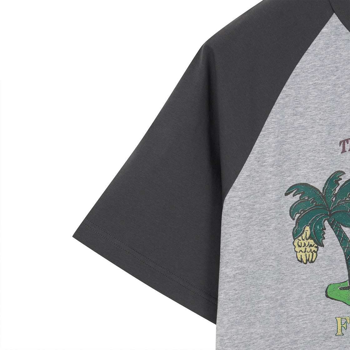 프룻오브더룸 피치가공 바나나 야자수 반팔티셔츠 멜란지 그레이(fruitoftheloom Peach Gagong Banana Yajasu Banpal T-shirts MELANGE GREY) - 4