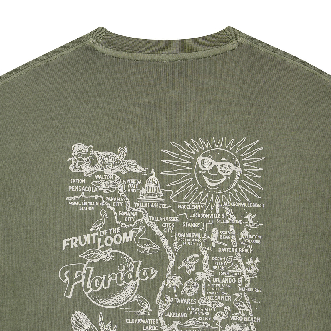 프룻오브더룸 피그먼트 트래블 맵 반팔티셔츠 카키(fruitoftheloom Pigment Travel Map Banpal T-shirts KHAKI) - 4