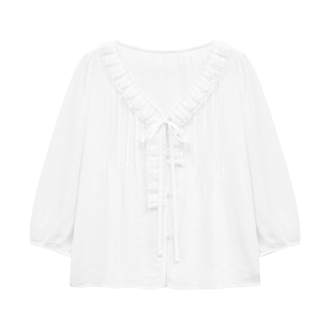 마가린핑거스 레이스 핀턱 블라우스 화이트(Margarin Fingers Lace Pintuck Blouse White)