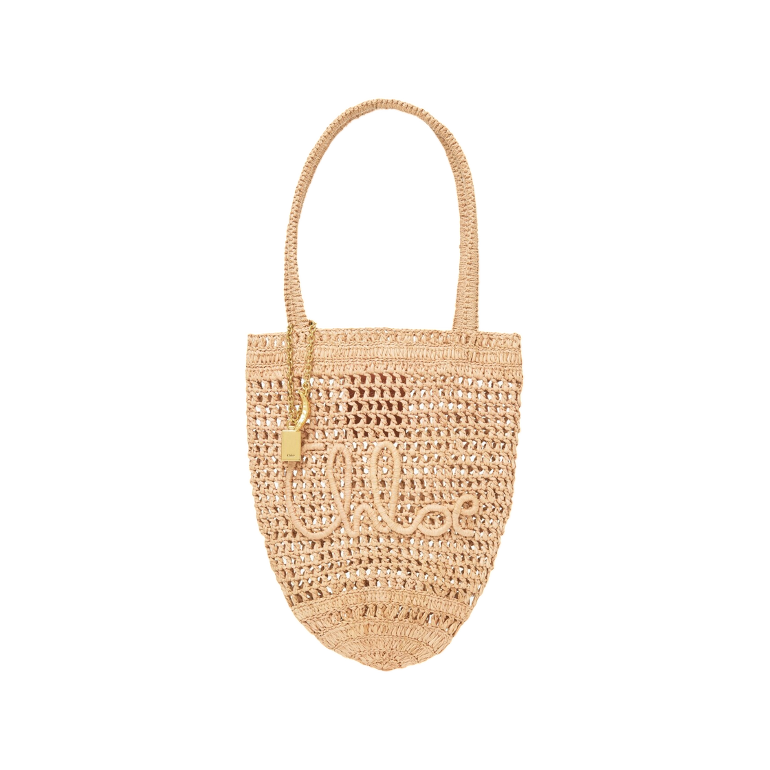 CH25AS903P0824P Chloe Small Summer Banana Tote Bag in Raffia Hot Sand