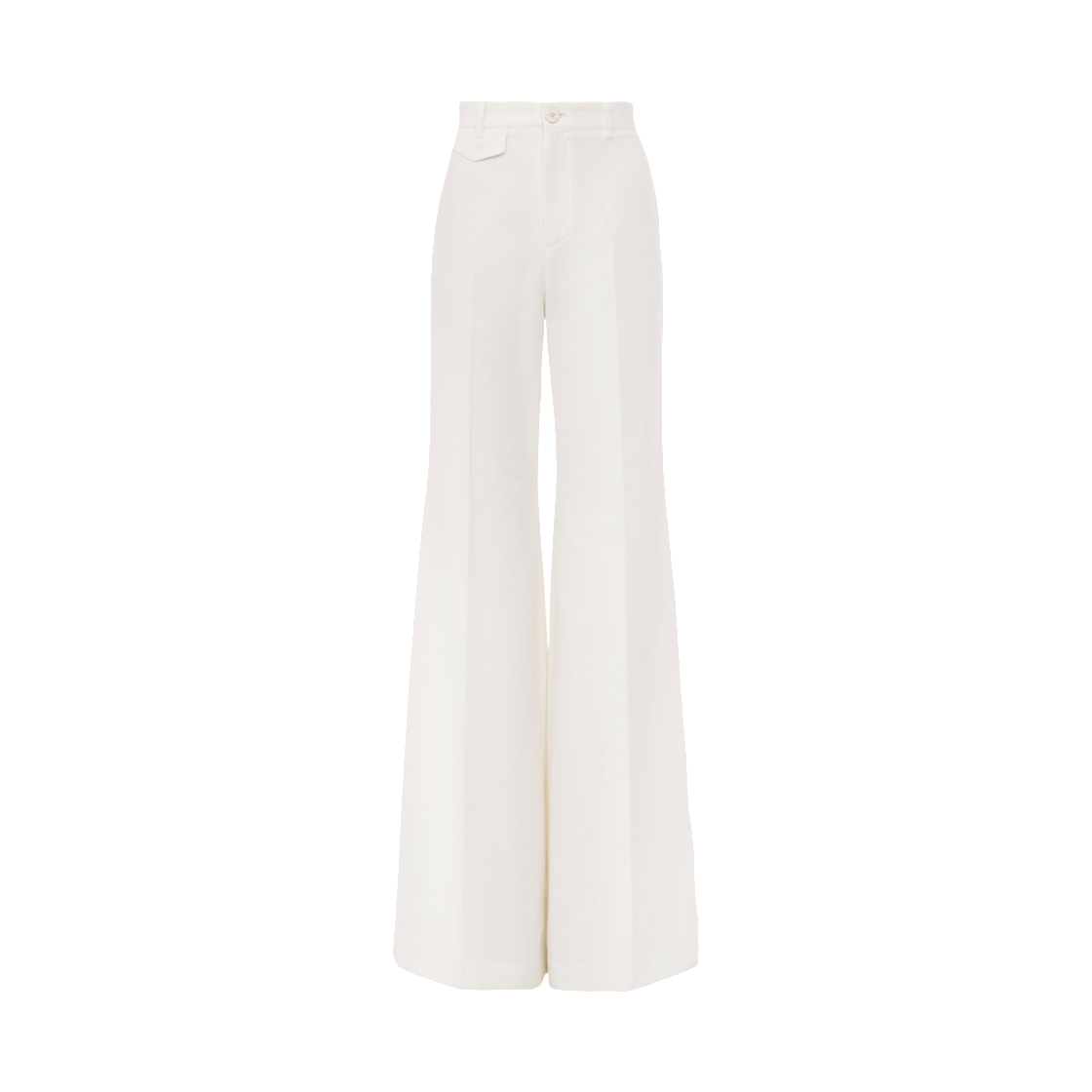 (W) 끌로에 하이 라이즈 플레어 팬츠 코튼 캔버스 아이코닉 밀크((W) Chloe High Rise Flared Pants in Cotton Canvas Iconic Milk)