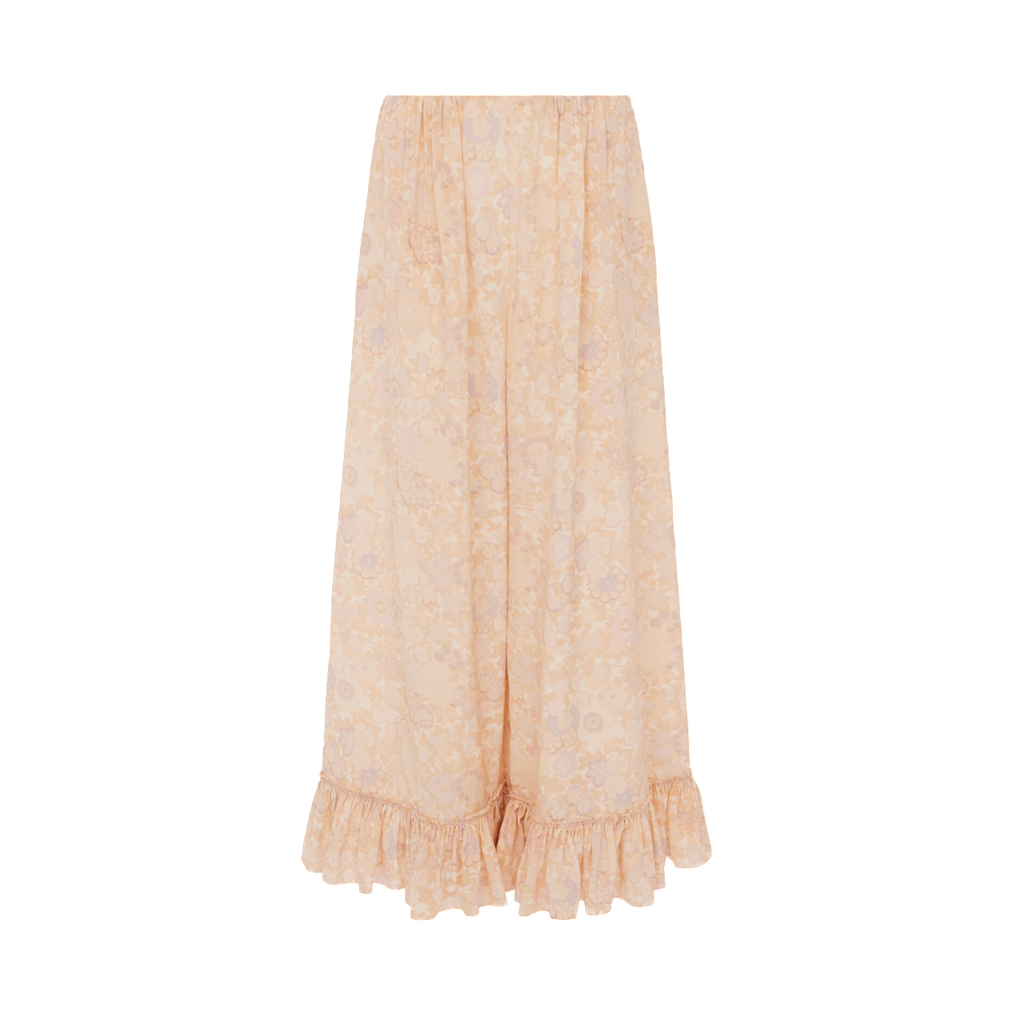(W) 끌로에 크롭 플루이드 팬츠 크레페 드 신 멀티컬러 핑크((W) Chloe Cropped Fluid Pants in Crepe De Chine Multicolor Pink)