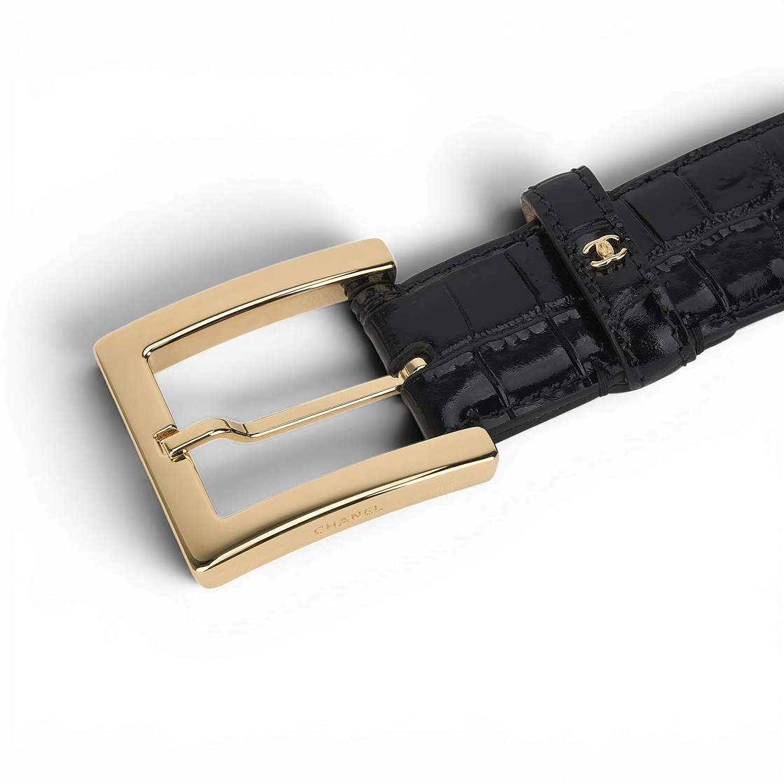 샤넬 레더 벨트 크로커다일 엠보스드 카프스킨 & 골드 메탈 블랙(Chanel Leather Belt Crocodile Embossed Calfskin & Gold Black) - 2