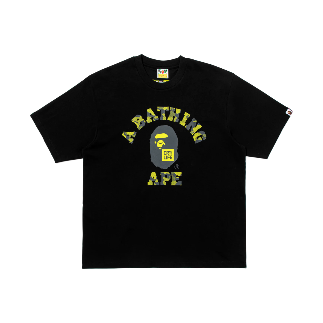 베이프 x CR7 라이프 컬리지 릴렉스드 핏 티셔츠 블랙(BAPE x CR7 Life College Relaxed Fit T-Shirt Black)