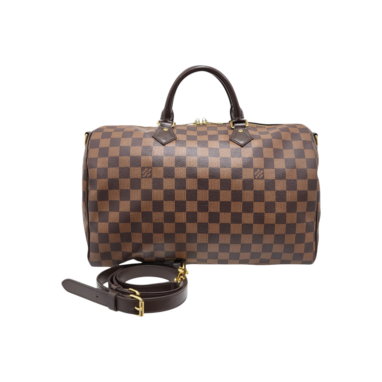ITQEVB8IHQFV Louis Vuitton Damier Ebene Speedy 35 Bandouliere Tote Bag