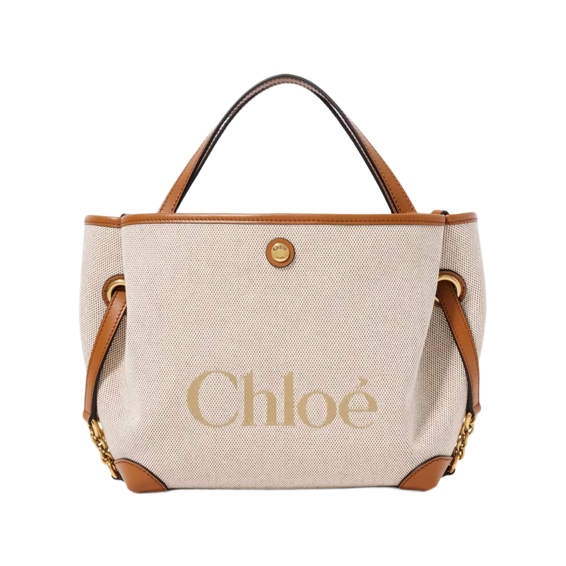 끌로에 스몰 끌로에 클로버 더블 캐리 백 캔버스 클레이 브라운(Chloe Small Chloe Clover Double Carry Bag in Canvas Clay Brown)