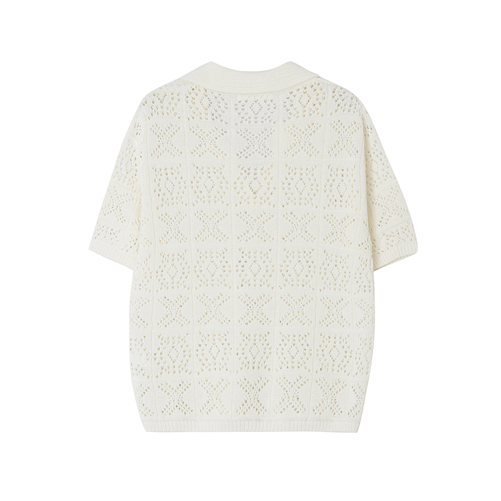 지비에이치 어패럴 크로쉐 니트 카라 탑 / 아이보리(GBH APPAREL Crochet Knit Collar Top / Ivory) - 2