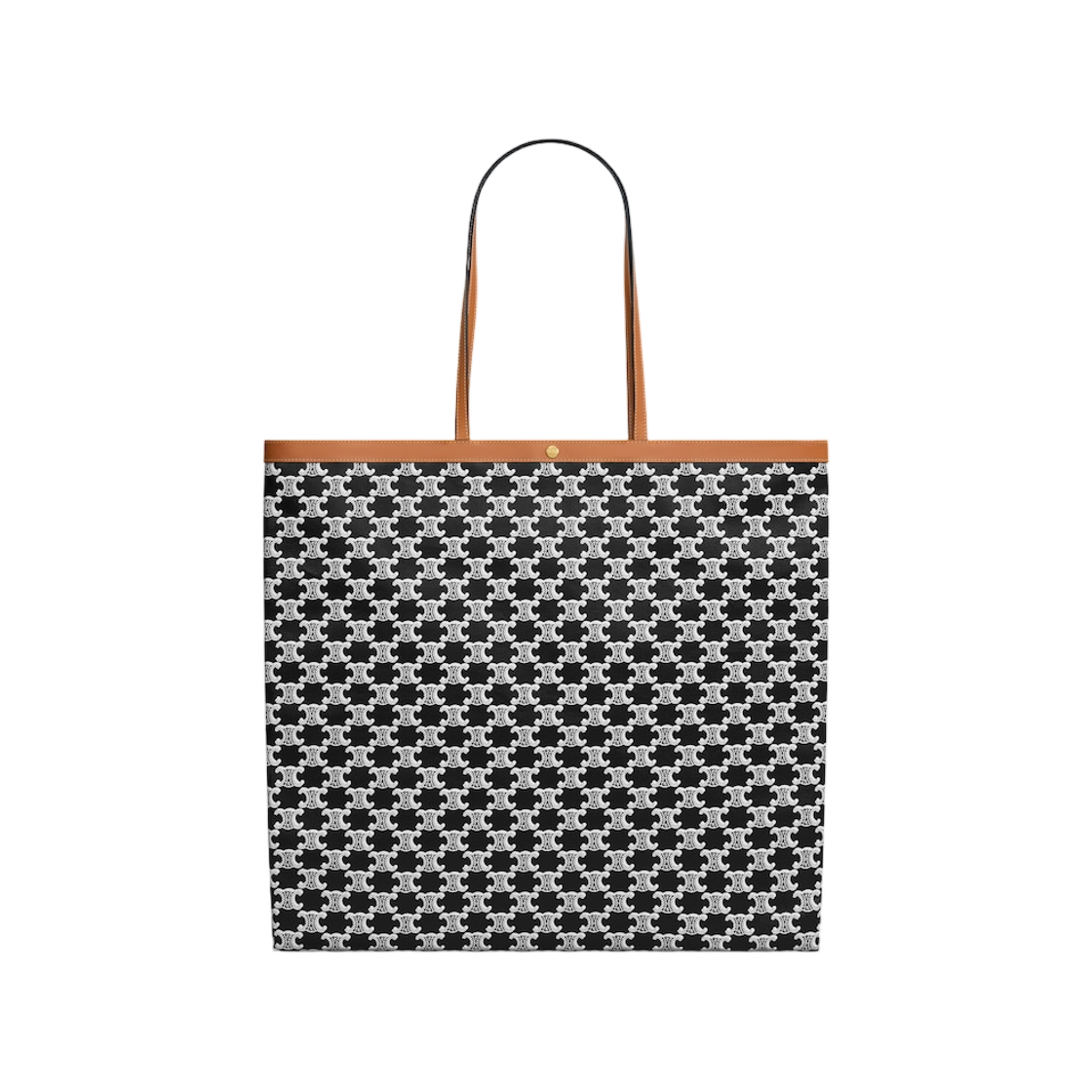 셀린느 라지 플랫 쇼퍼 트리옹프 캔버스 앤 내츄럴 카프스킨 블랙 화이트(Celine Large Flat Shopper in Triomphe Canvas and Natural Calfskin Black White) - 2