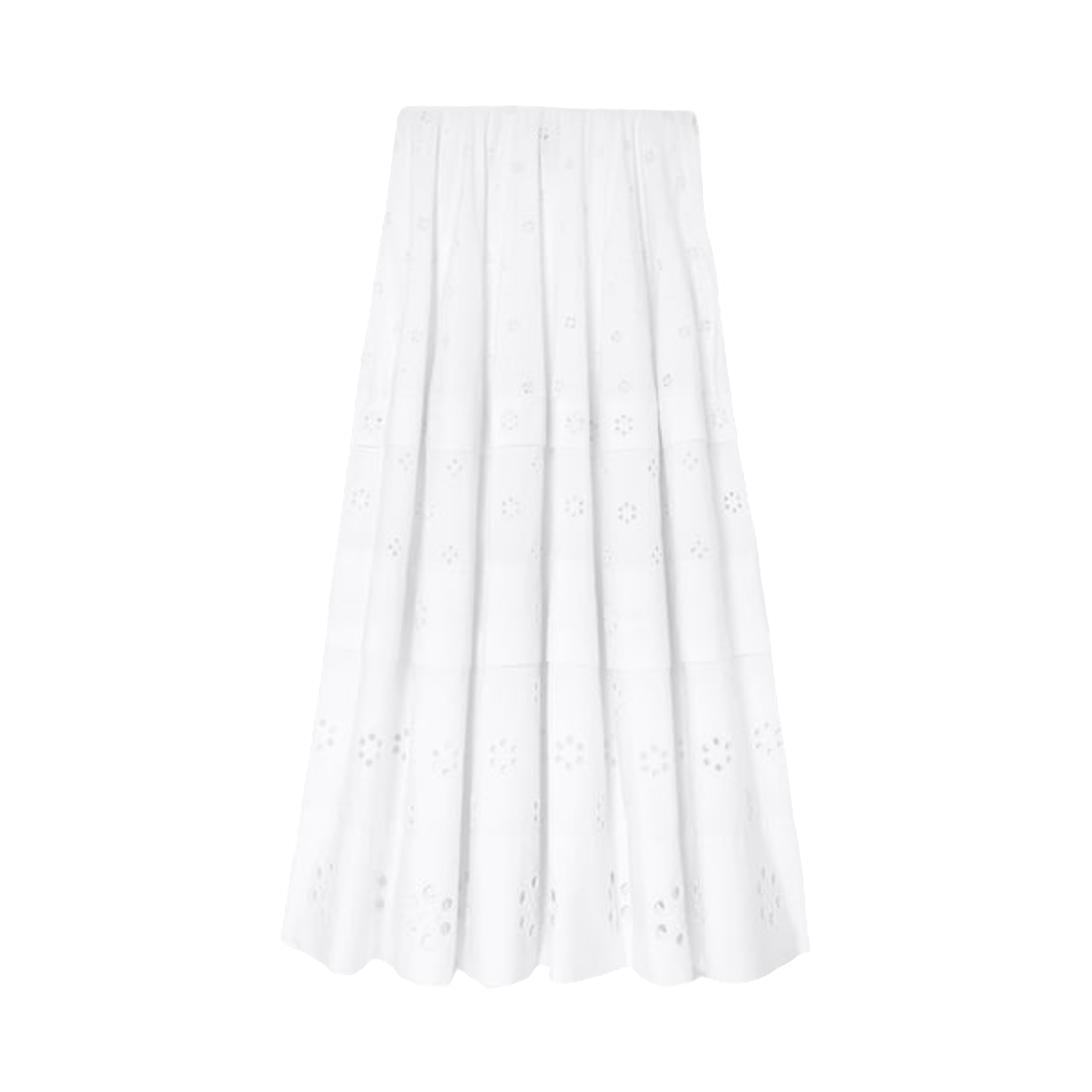 (W) 셀린느 스커트 브로더리 앙글레즈 코튼 화이트((W) Celine Skirt in Broderie Anglaise Cotton White)