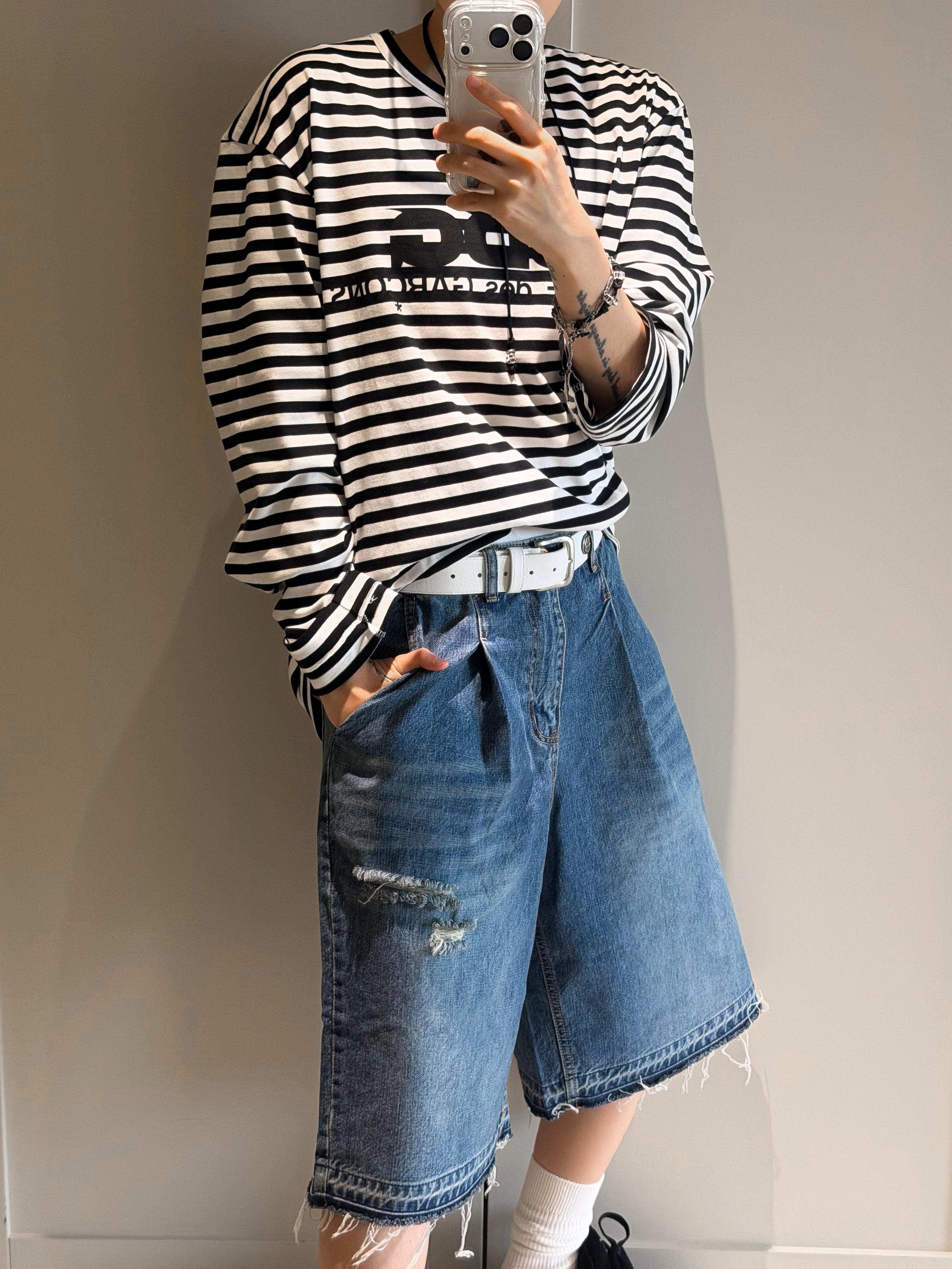 Hono Report Cow Suede Bracelet Black, Hono Report Rope Necklace Black 착용 스타일 - 1