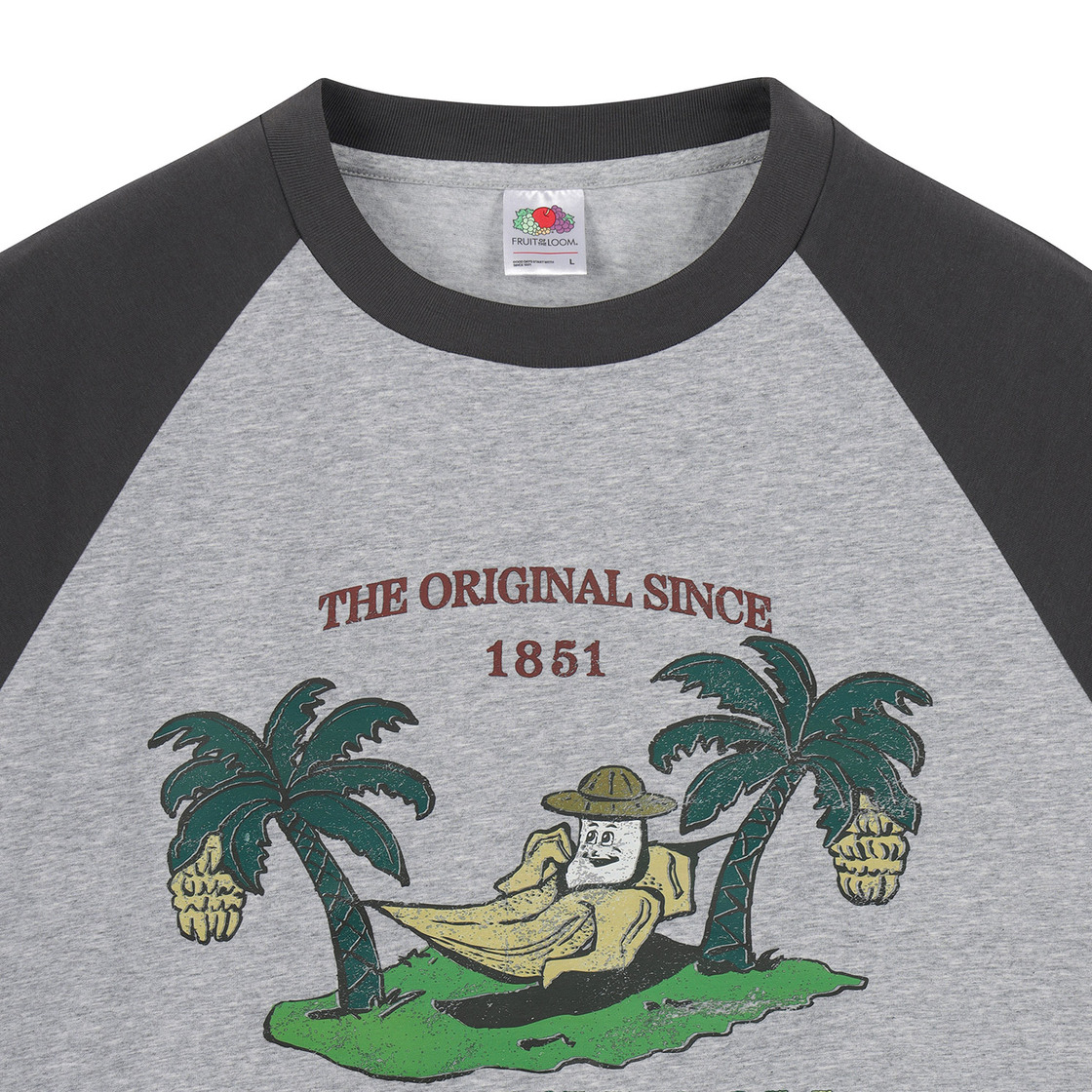 프룻오브더룸 피치가공 바나나 야자수 반팔티셔츠 멜란지 그레이(fruitoftheloom Peach Gagong Banana Yajasu Banpal T-shirts MELANGE GREY) - 3