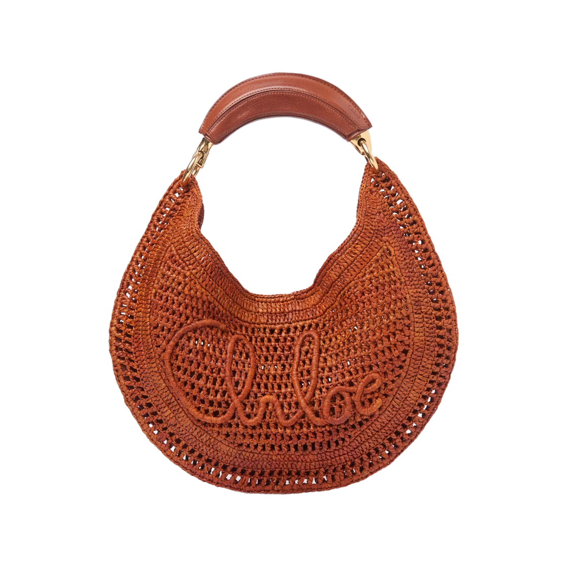 CH25US902P0826M Chloe Summer Banana Hobo Bag in Raffia Clay Brown