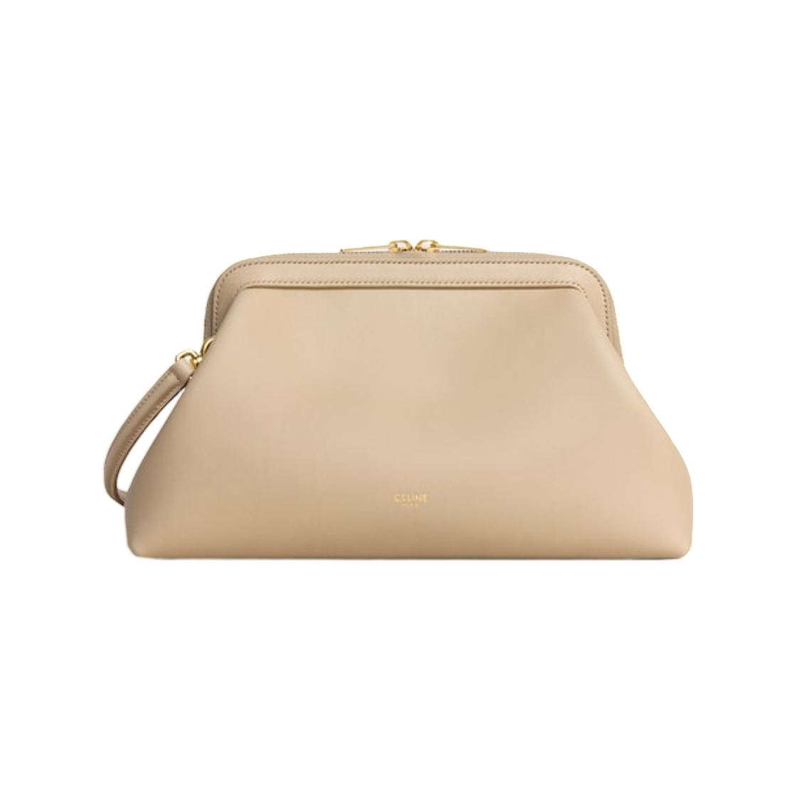 L106N3R32-02EZ Celine Small Doctor Pouch in Supple Natural Calfskin Deep Ivory