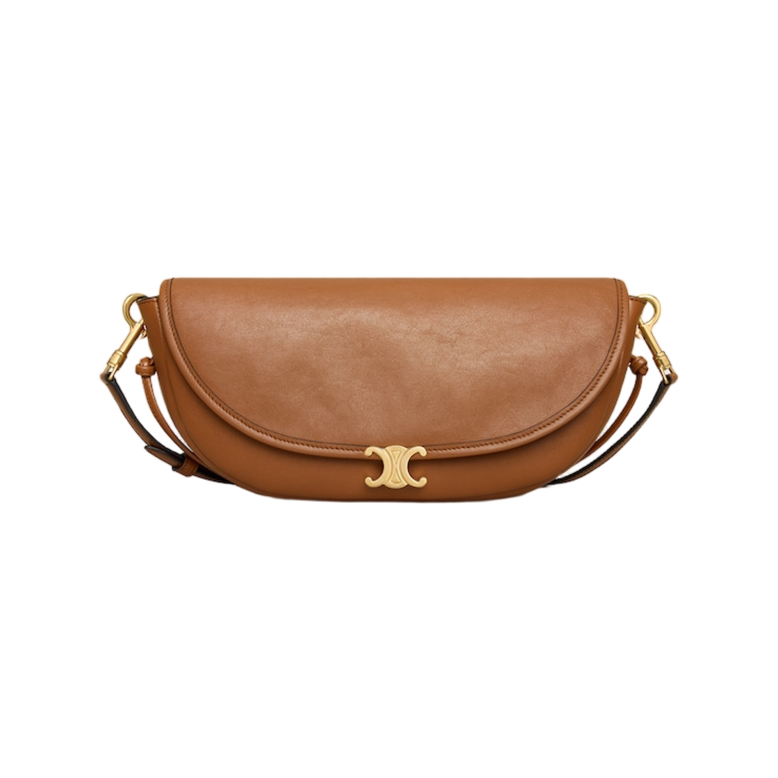 L10373778-GFY5 Celine Little Halfmoon Soft Triomphe in Supple Shiny Lambskin Soft Tan