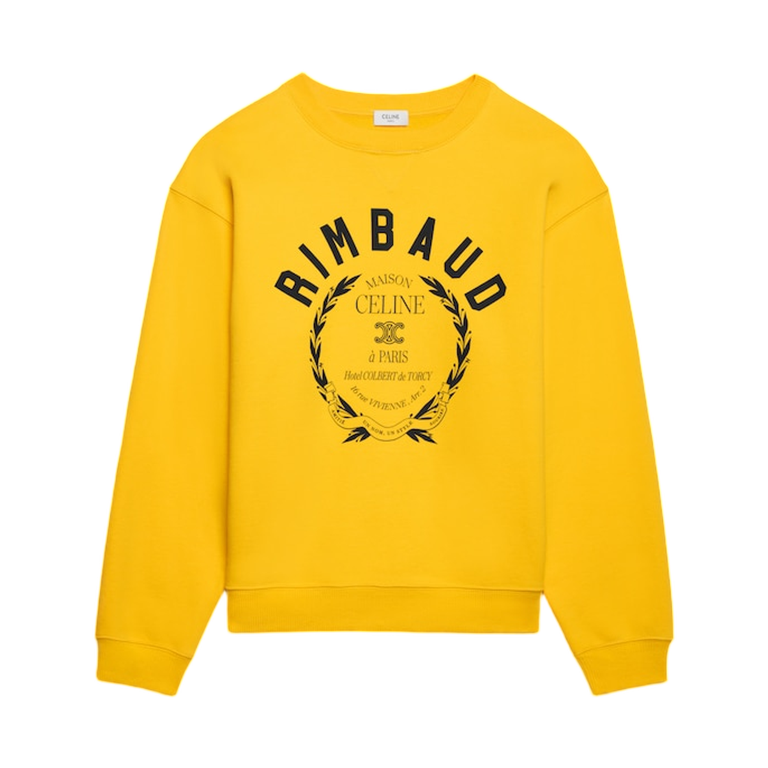 RY0U71233-GGK6 Celine Sweatshirt in Cotton Fleece Postit Yellow Black