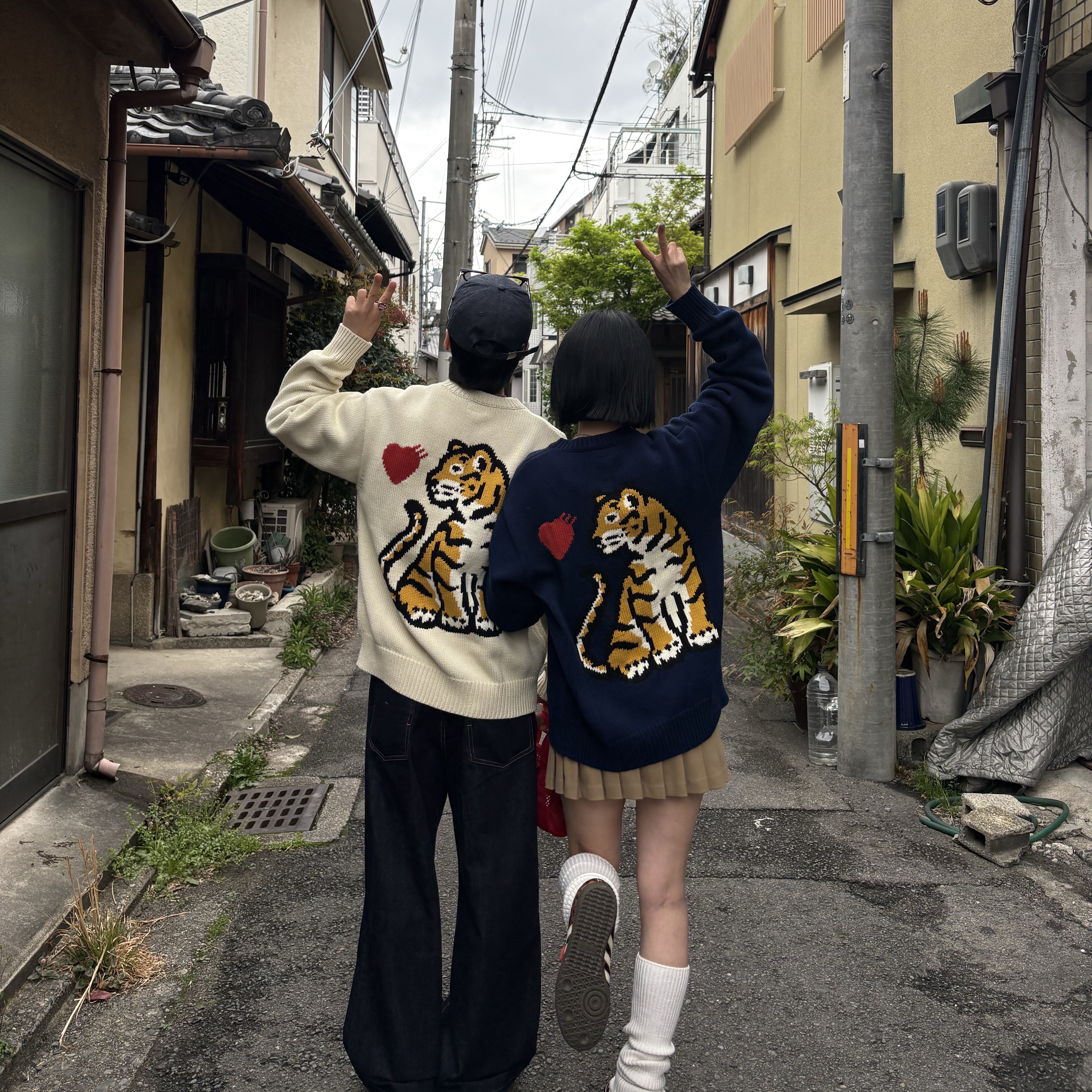 Human Made 6 Panel Denim Cap Indigo, Human Made Graphic Sweater White 착용 스타일 - 1