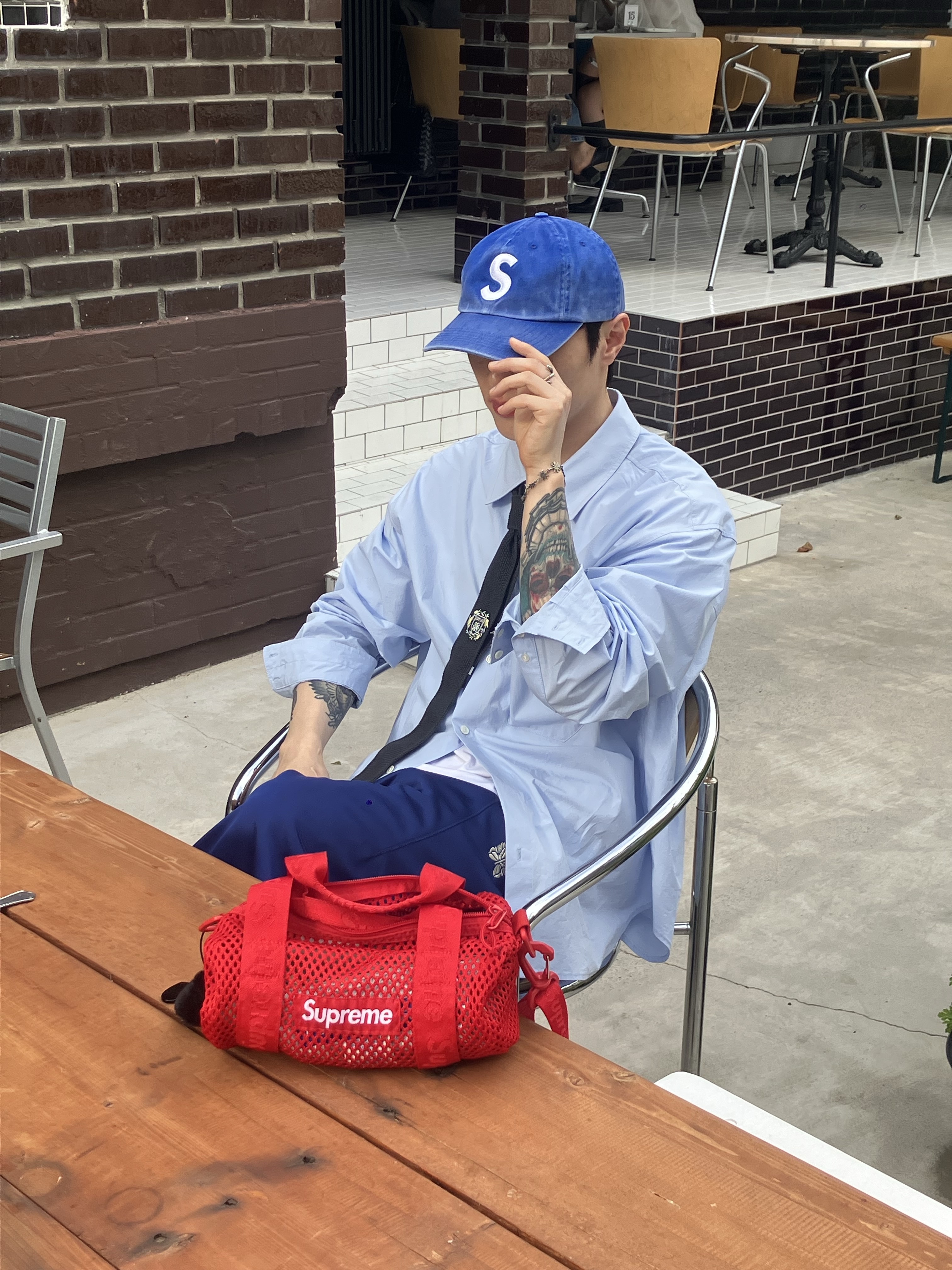 Supreme Pigment Print S Logo 6-Panel Royal - 20SS, Needles H.D. Track Pants Poly Smooth Royal 착용 스타일 - 2
