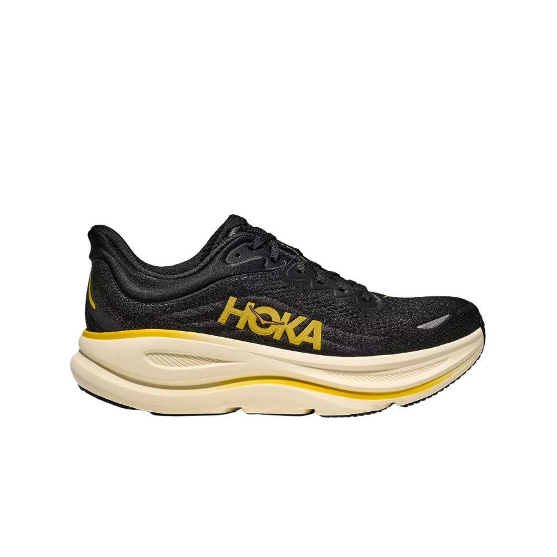 1162011-CWG Hoka Bondi 9 Carbon Black Yellow Gold