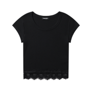 PHOS333 W Slim Fit Lace T-Shirt Black